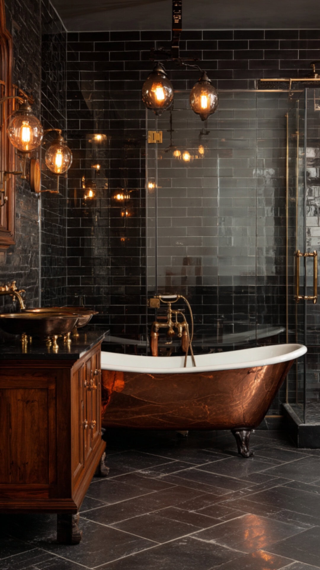 8. Copper Clawfoot Tub Bathroom with Luxe Appeal