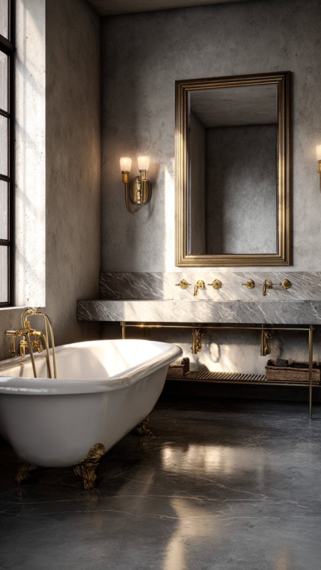 8. Modern Concrete Bathroom with Clean Simplicity