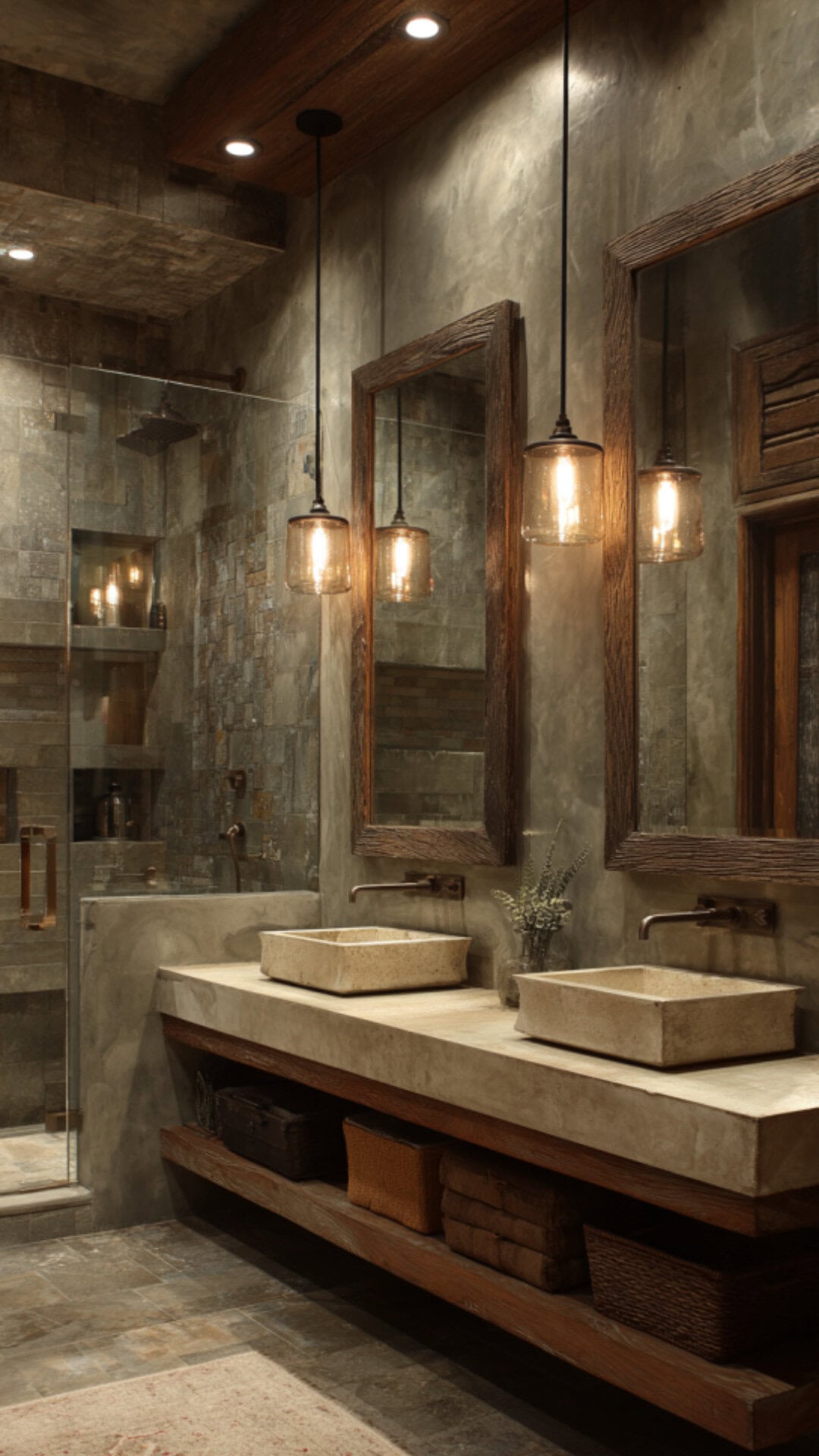 8. Earthy Primary Bathroom with Grounded Warmth