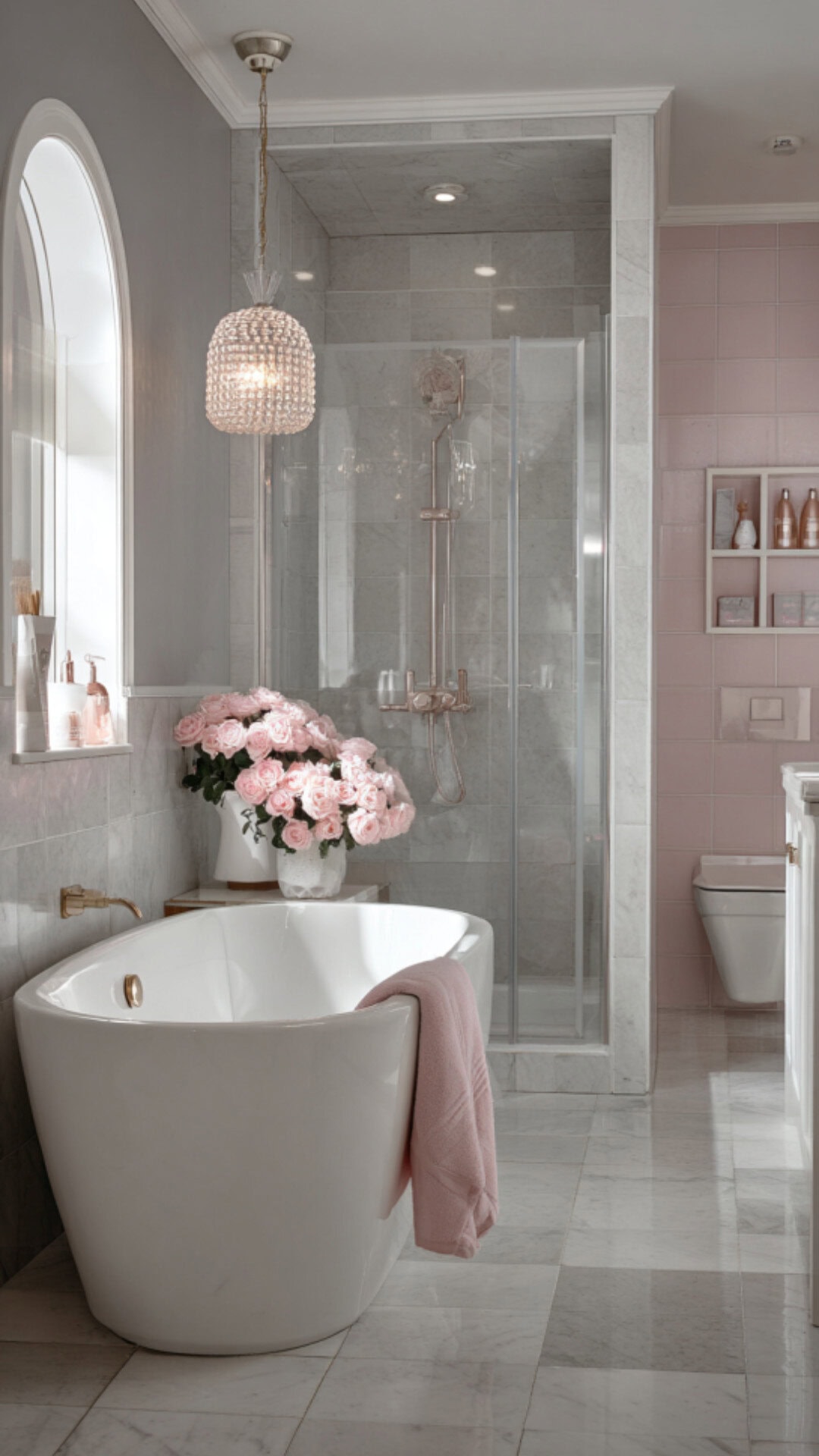 Pink and Grey Bathroom