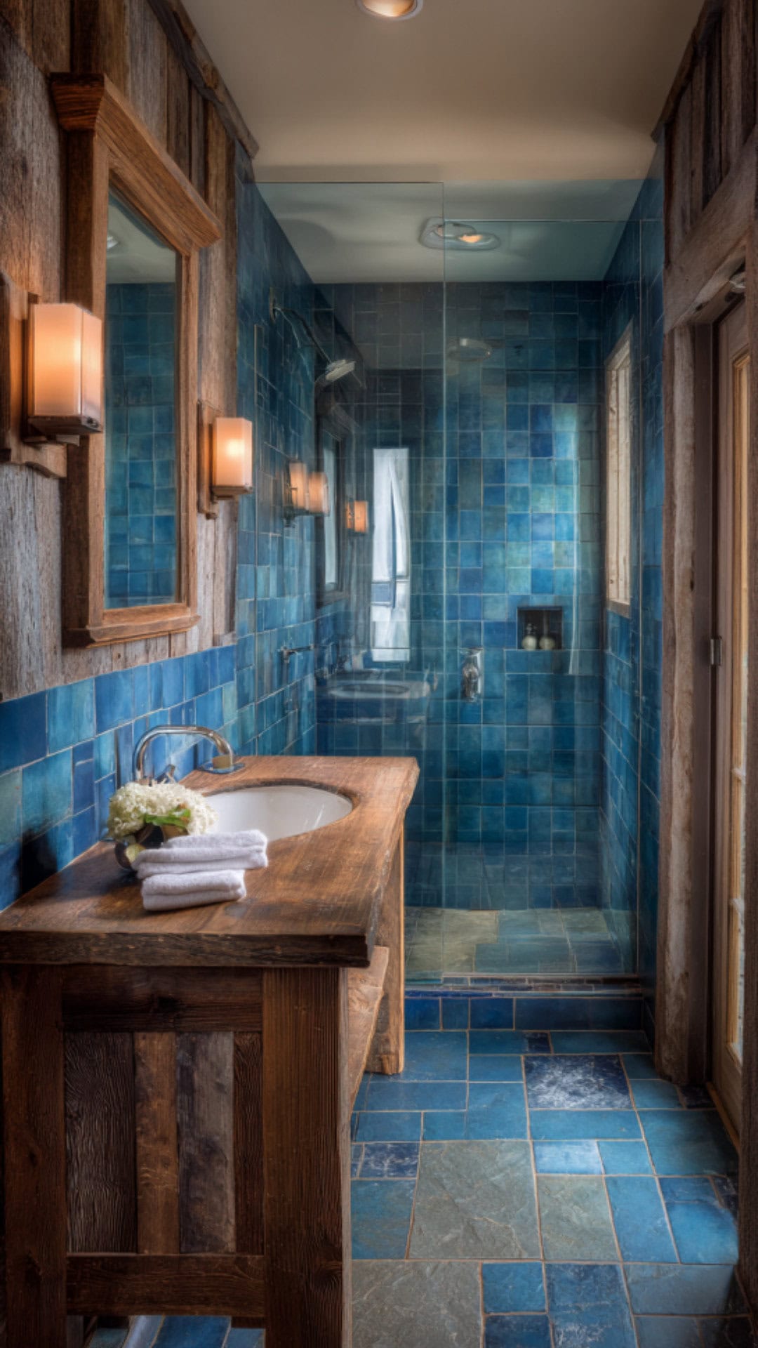 9. Blue Country Bathroom with Relaxed Freshness