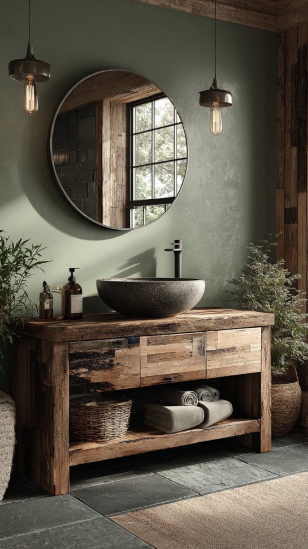9. Sage Green Western Bathroom with Natural Balance