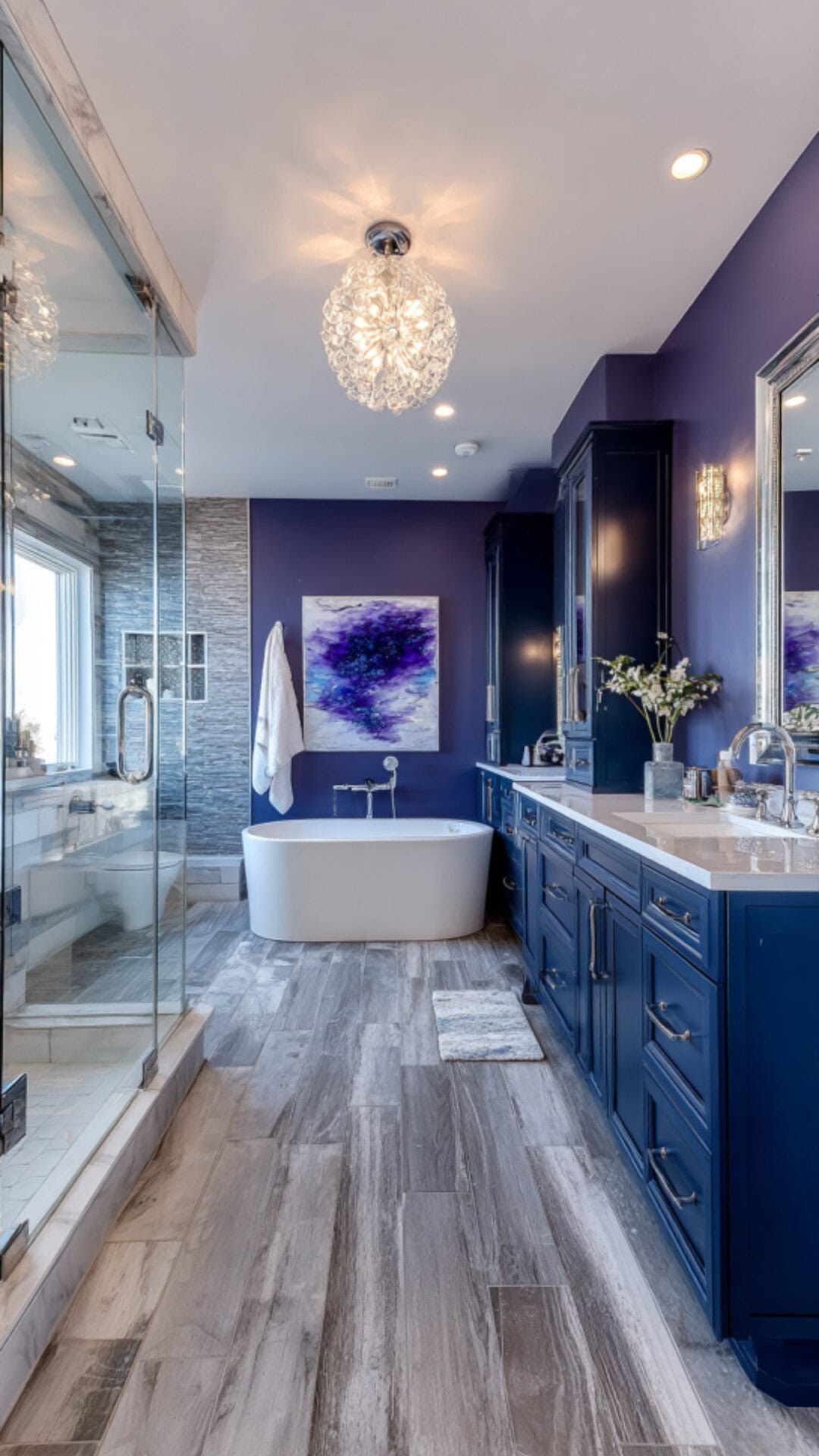 9. Blue and Purple Bathroom with Cool Harmony