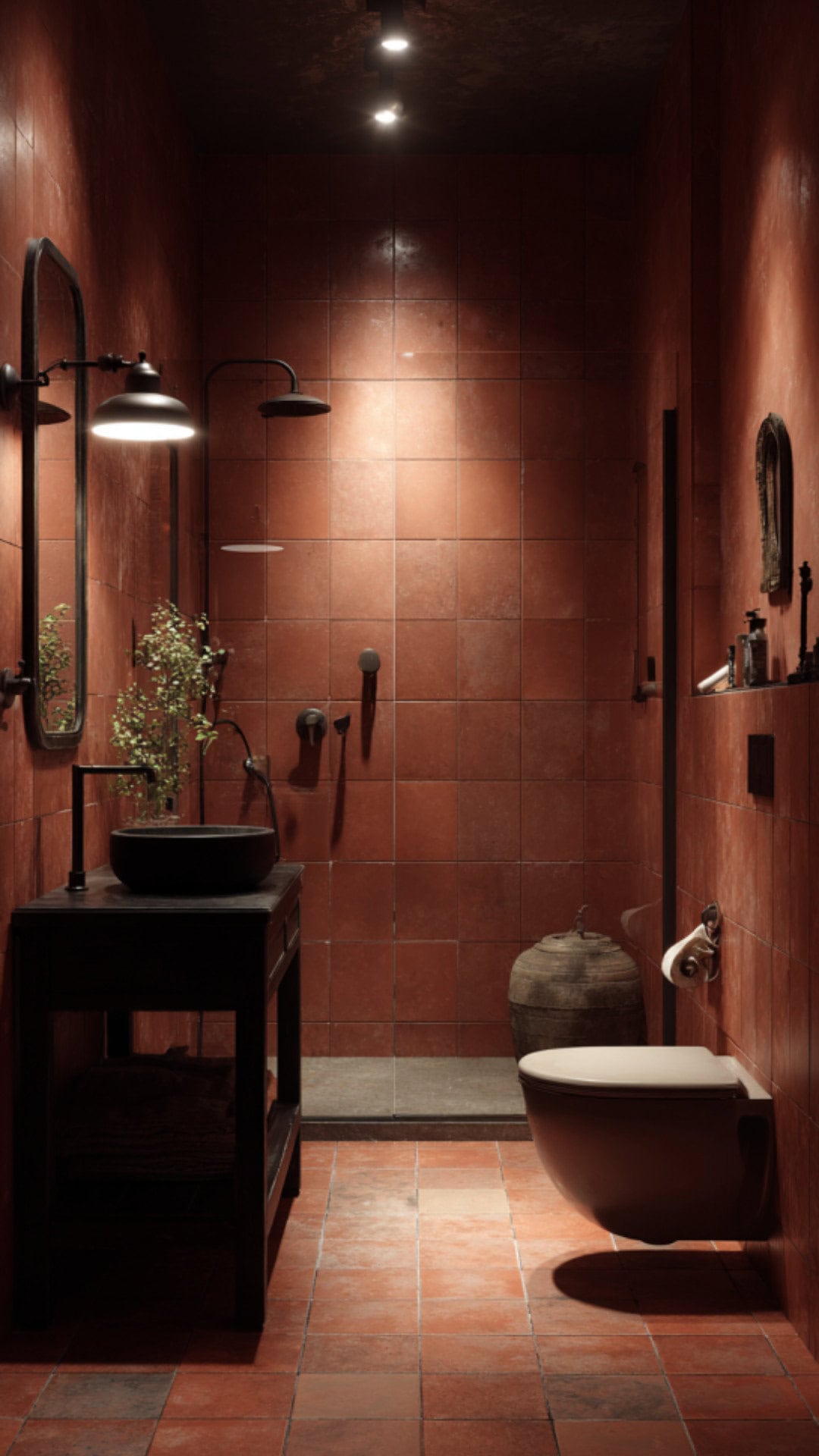  Dark Terracotta Bathroom