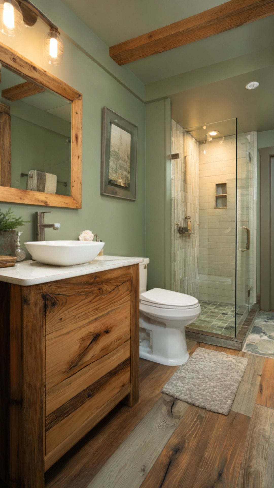 Green Rustic Bathroom