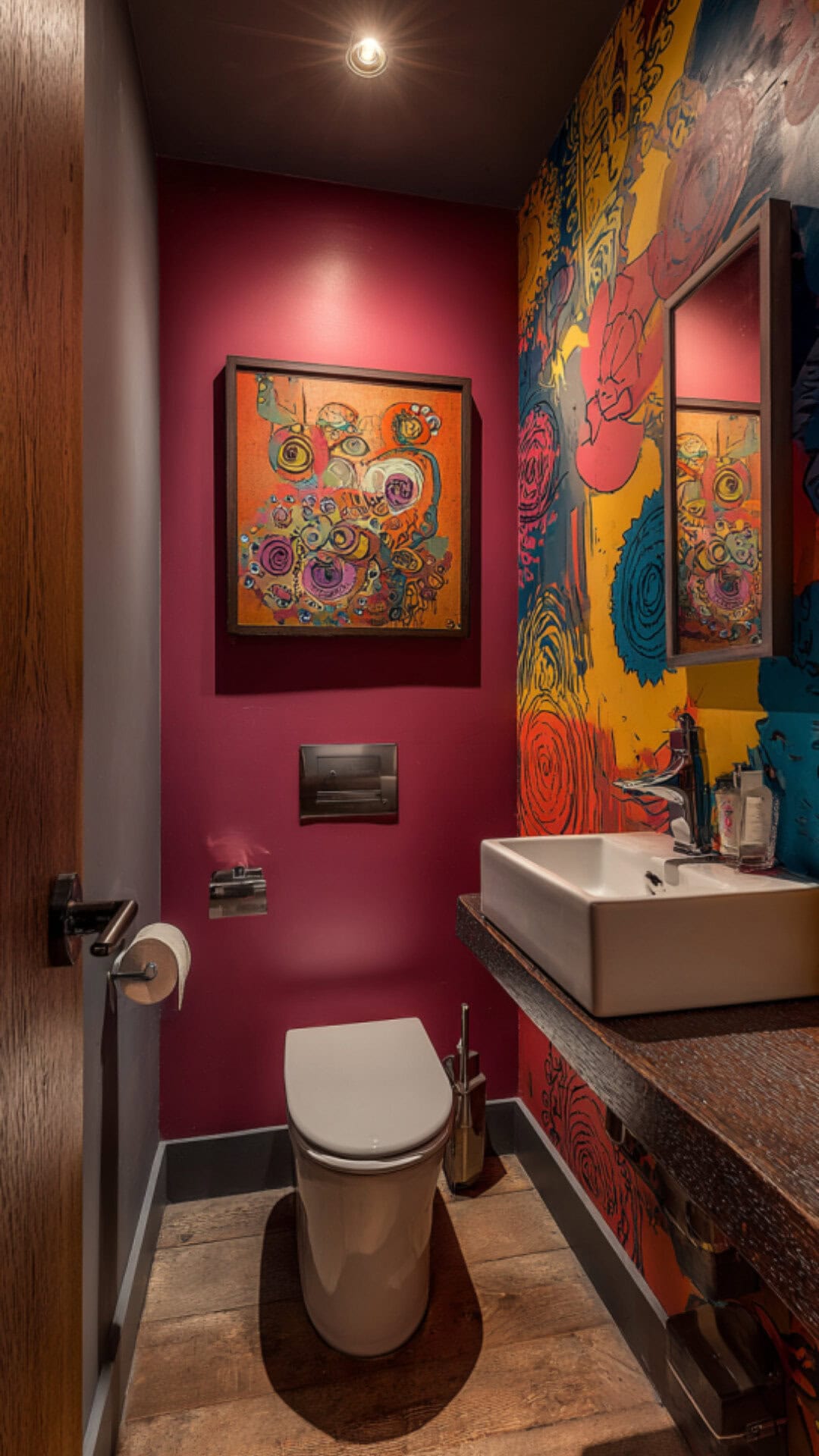 9. Funky Half Bathroom with Whimsical Details