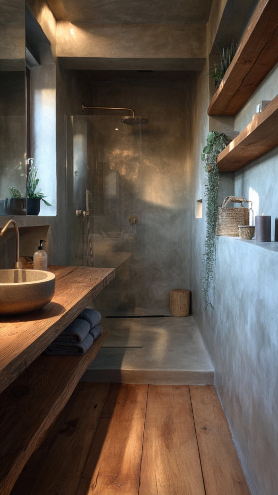 9. Microcement and Marble Bathroom