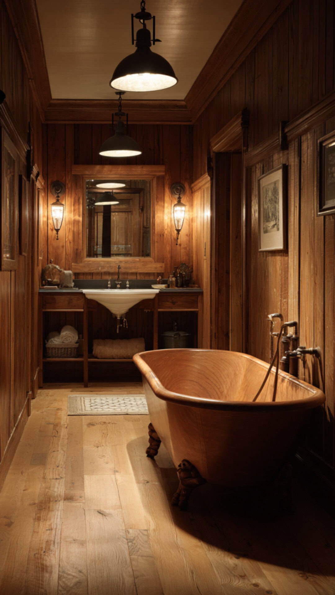 9. Wood Beadboard Bathroom for Natural Warmth