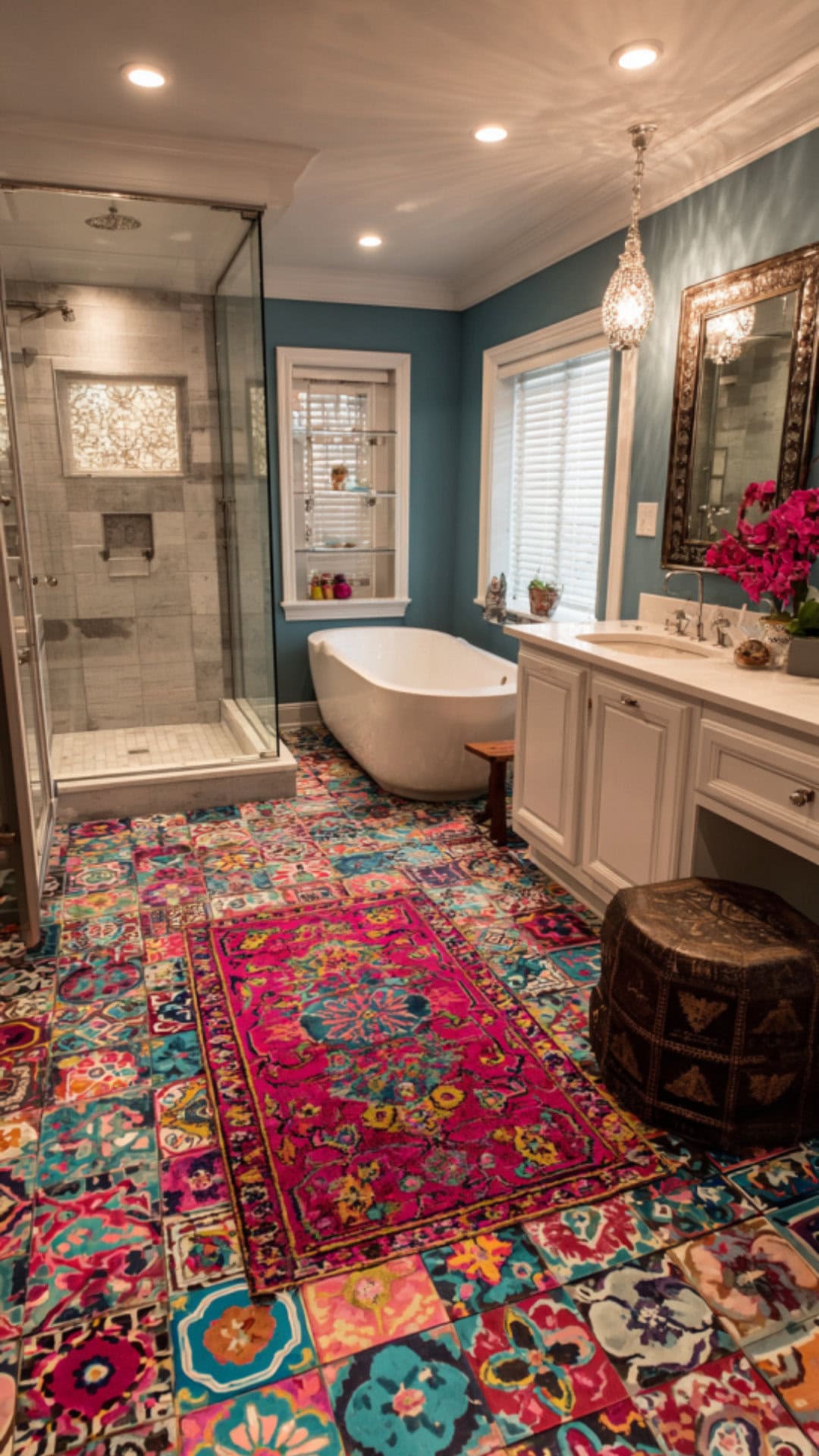 9. Colorful Bathroom Rug with Vibrant Personality