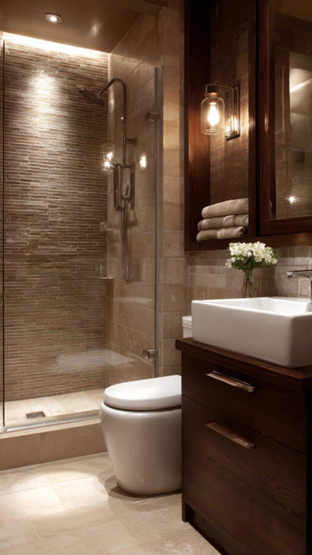 Beige and Brown Bathroom