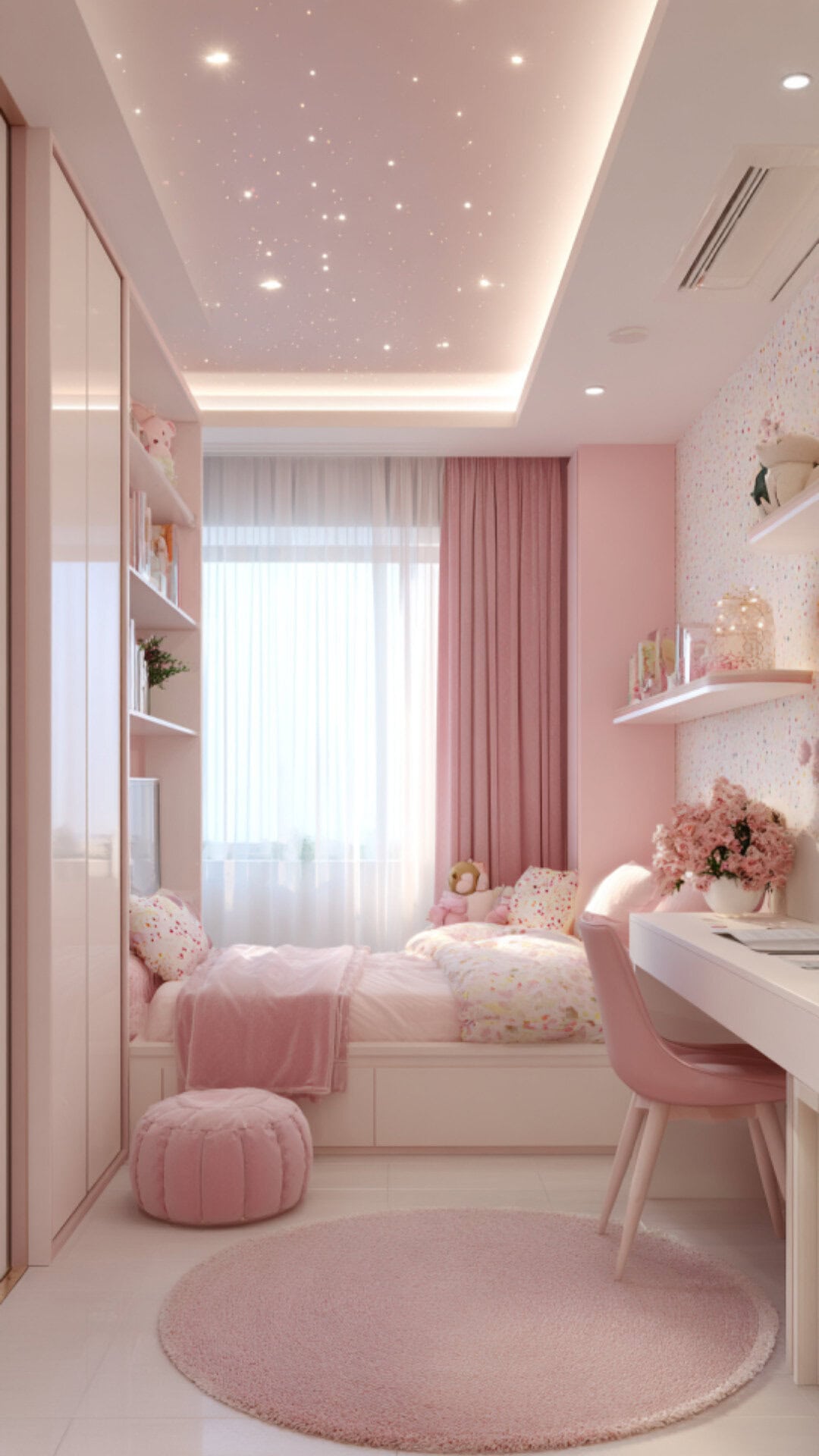 1. Pink Girls Bedroom with Sweet Charm