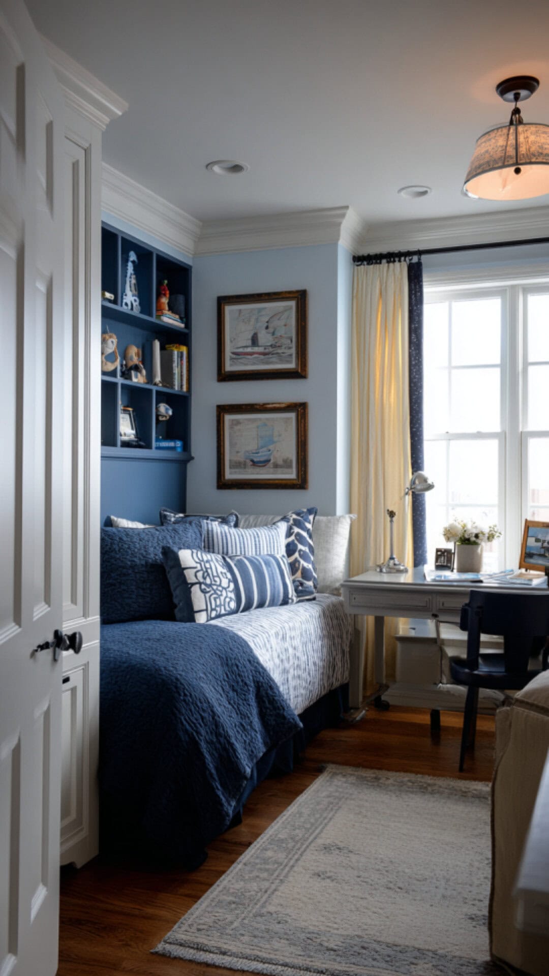1. Blue Boys Bedroom with Classic Comfort