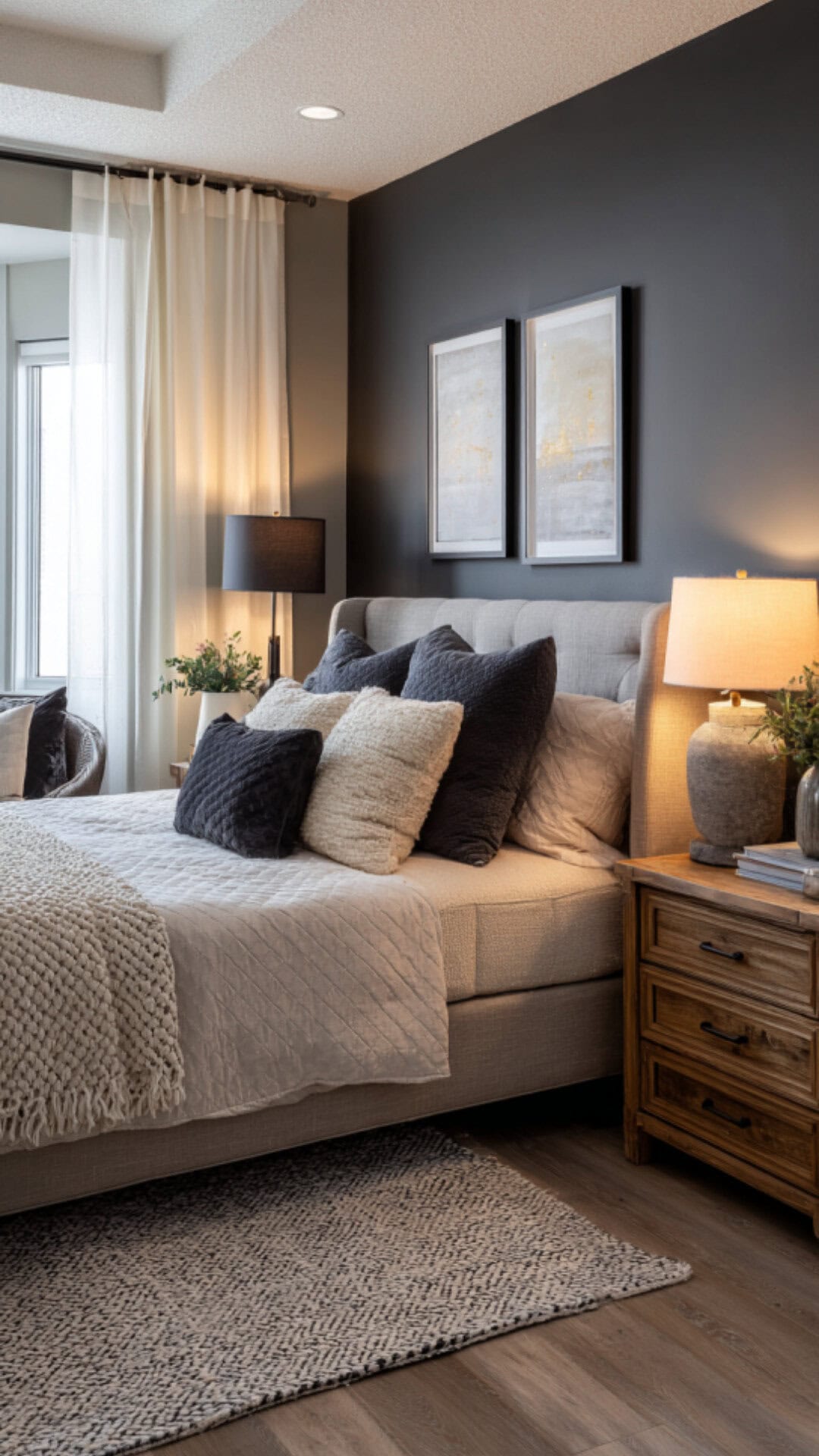 1. Dark Grey Bedroom Paint for Modern Depth