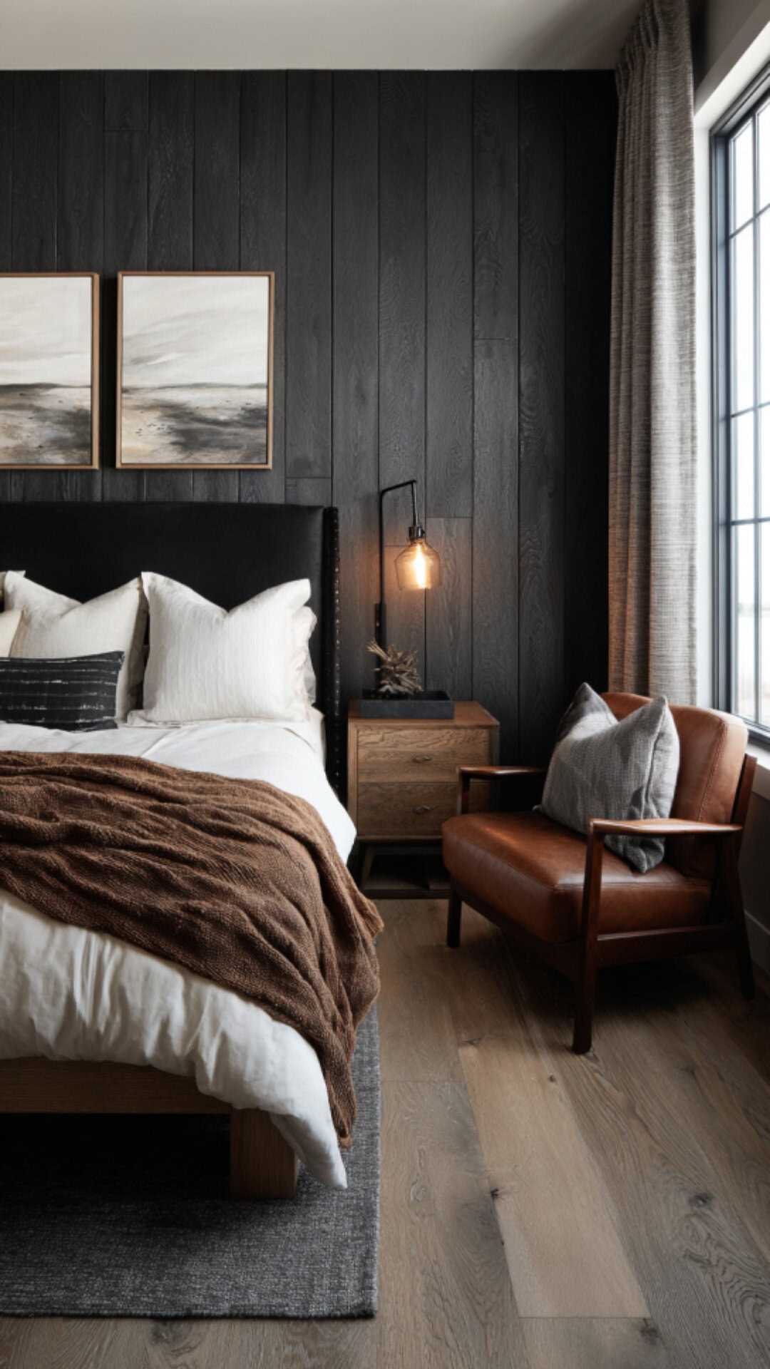 1. Brown and Black Bedroom with Bold Contrast