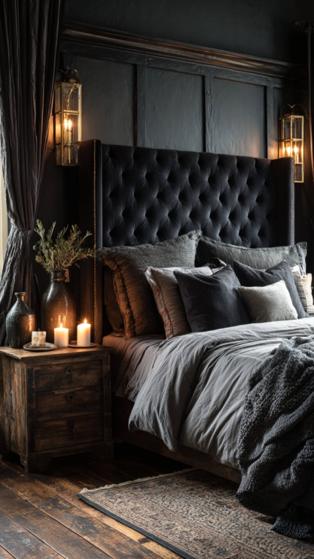 1. Dark Romantic Bedroom with Dramatic Elegance