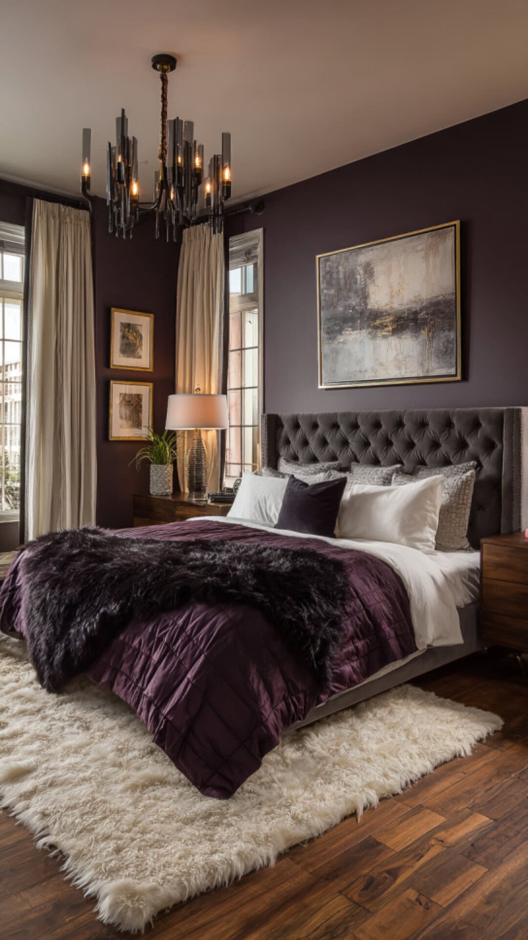 1. Dark Purple Bedroom with Moody Elegance