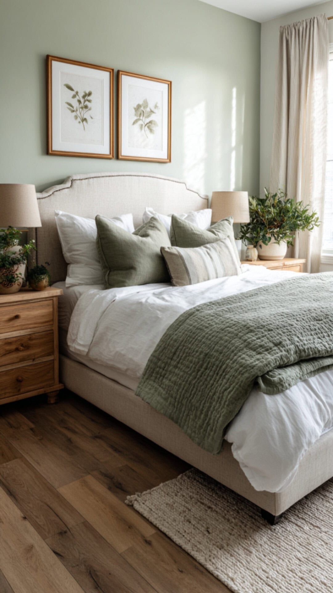 1. Green Primary Bedroom with Refreshing Charm