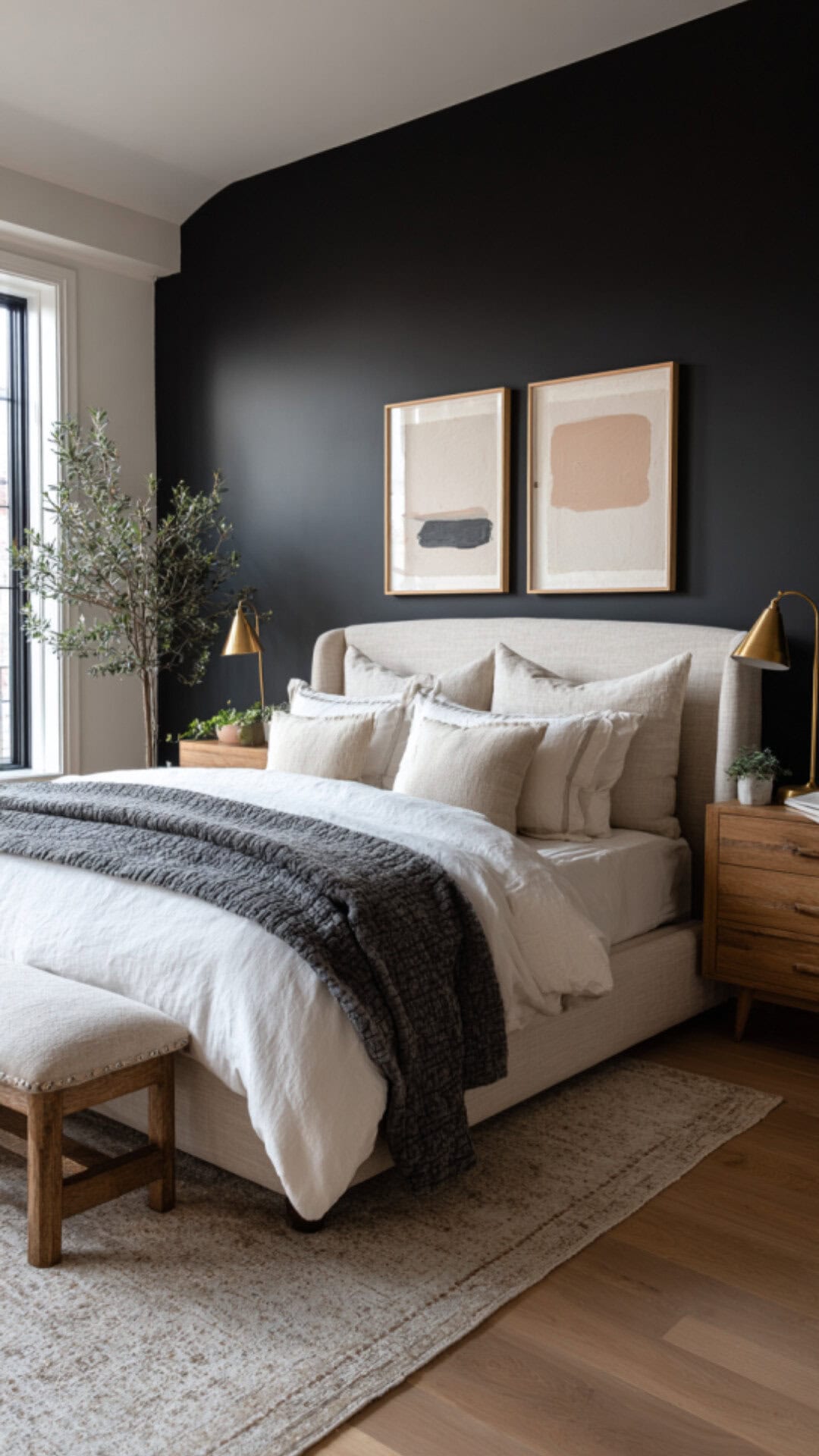 1. Bedroom with Black Accent Wall
