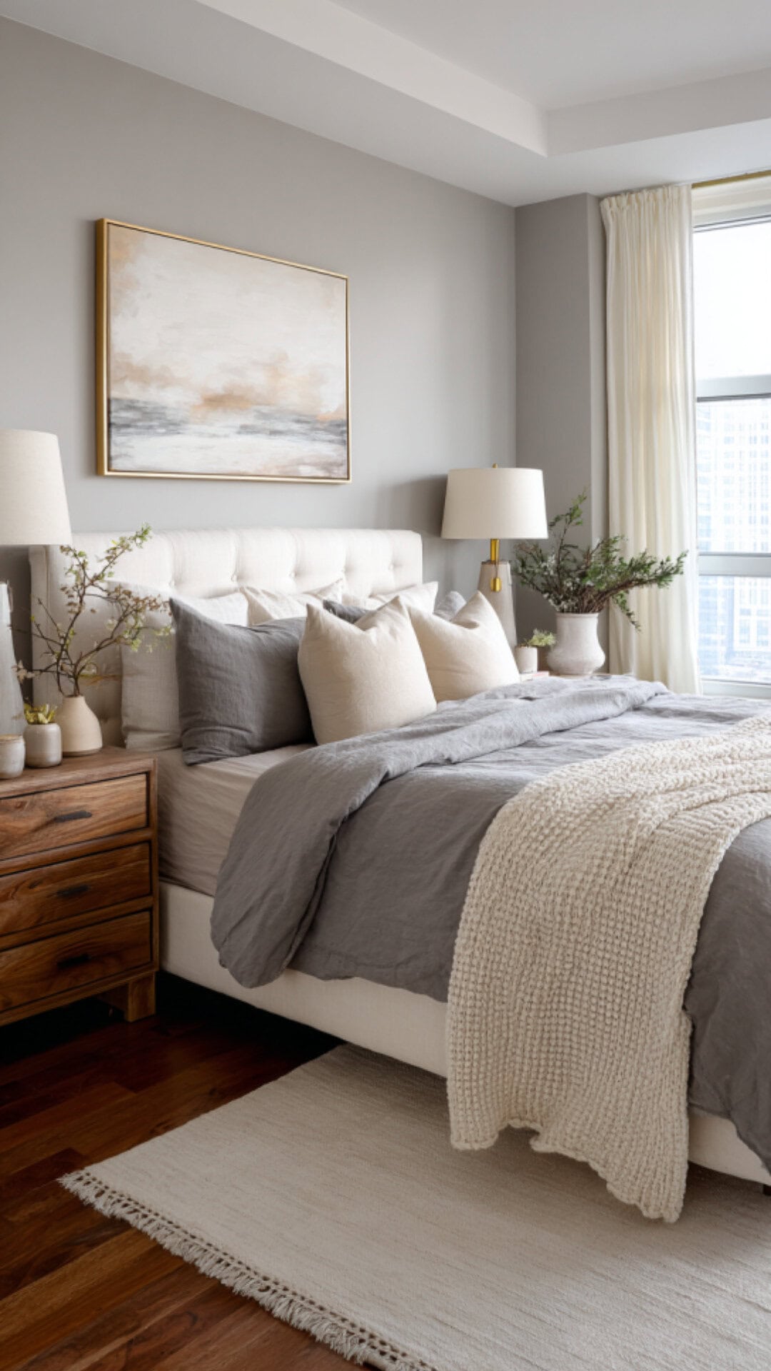 1. Grey and White Bedroom with Cream Accents