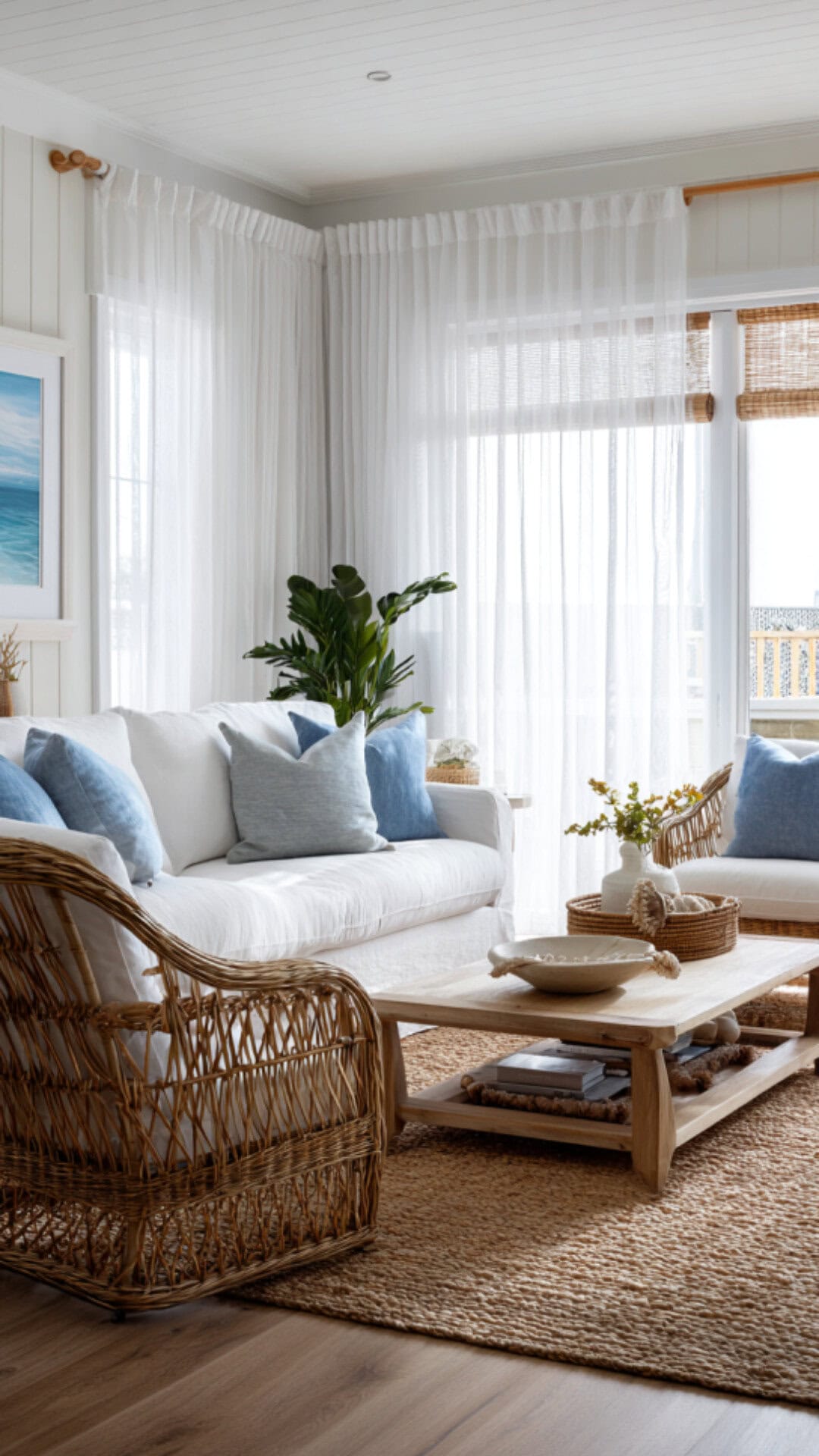 1. Beach-Themed Cozy House with Relaxed Comfort