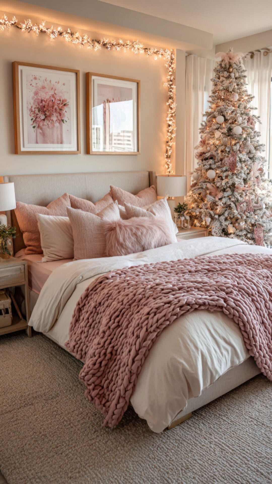 1. Pink Christmas Decor for the Bedroom