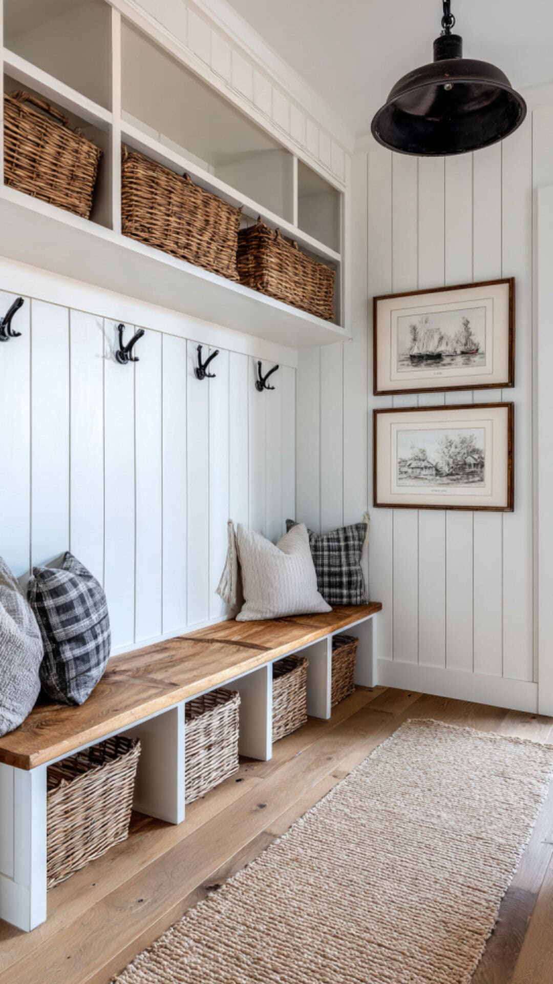 1. Farmhouse-Themed Mud Room