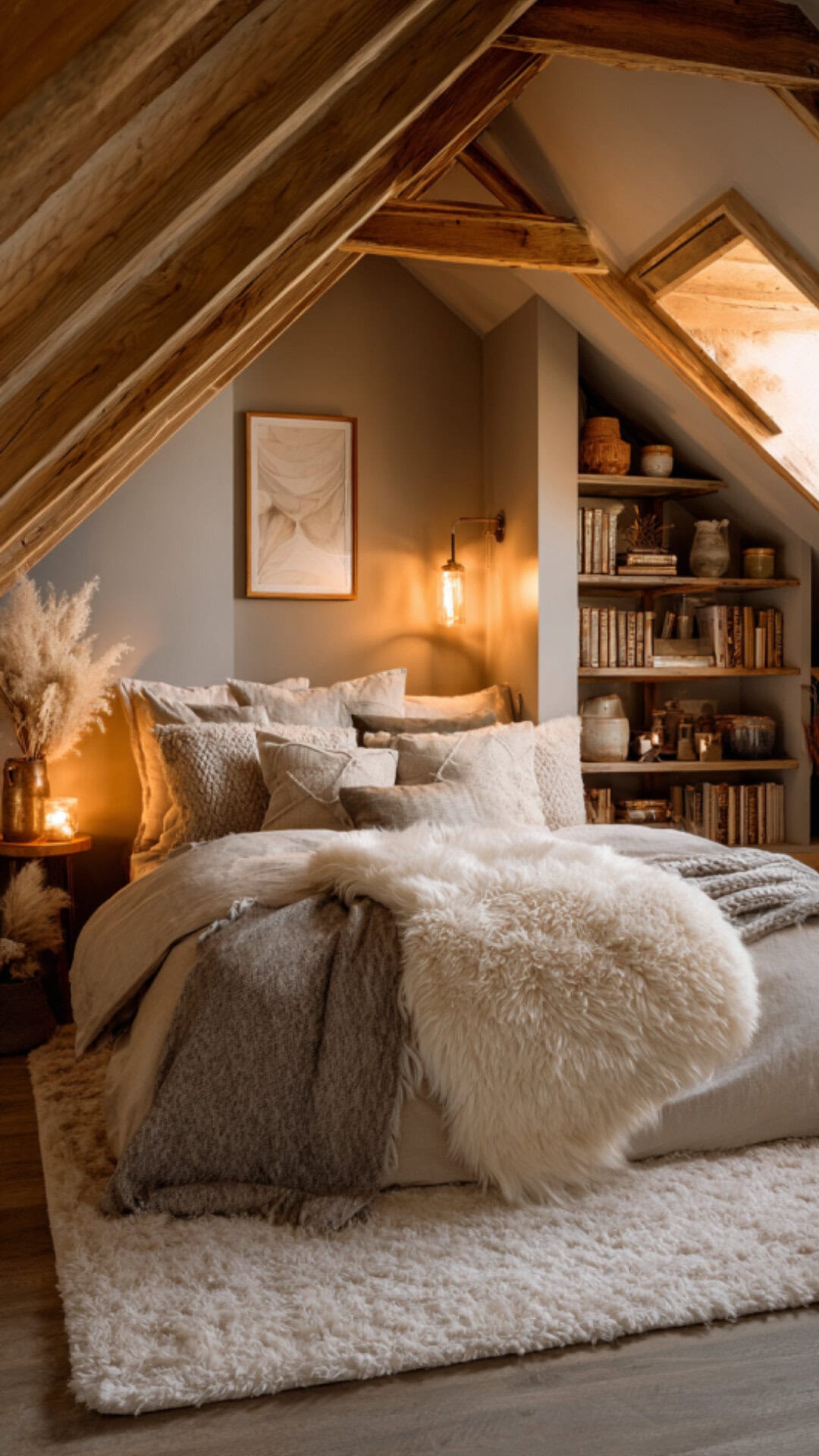 1. Cozy Loft Bedroom with Warm Textures