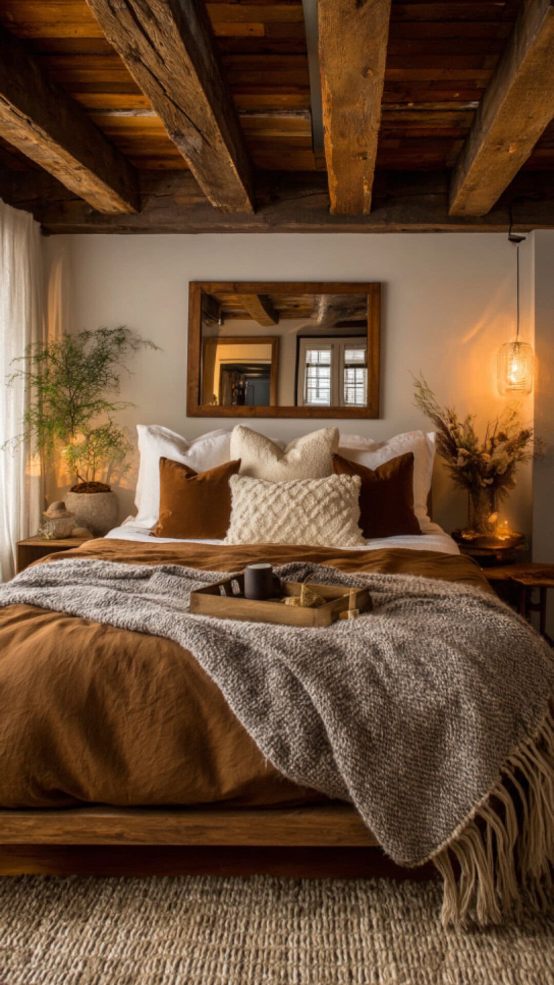 10. Earthy Eclectic Bedroom with Natural Warmth