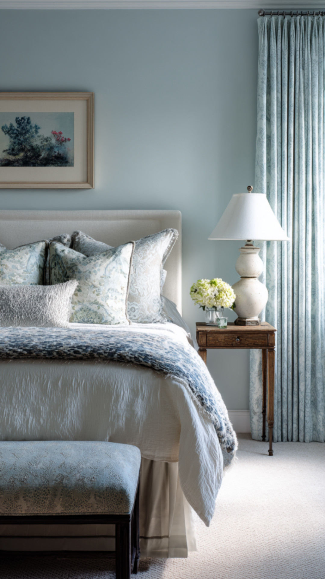 10. Powder Blue Bedroom with Gentle Serenity
