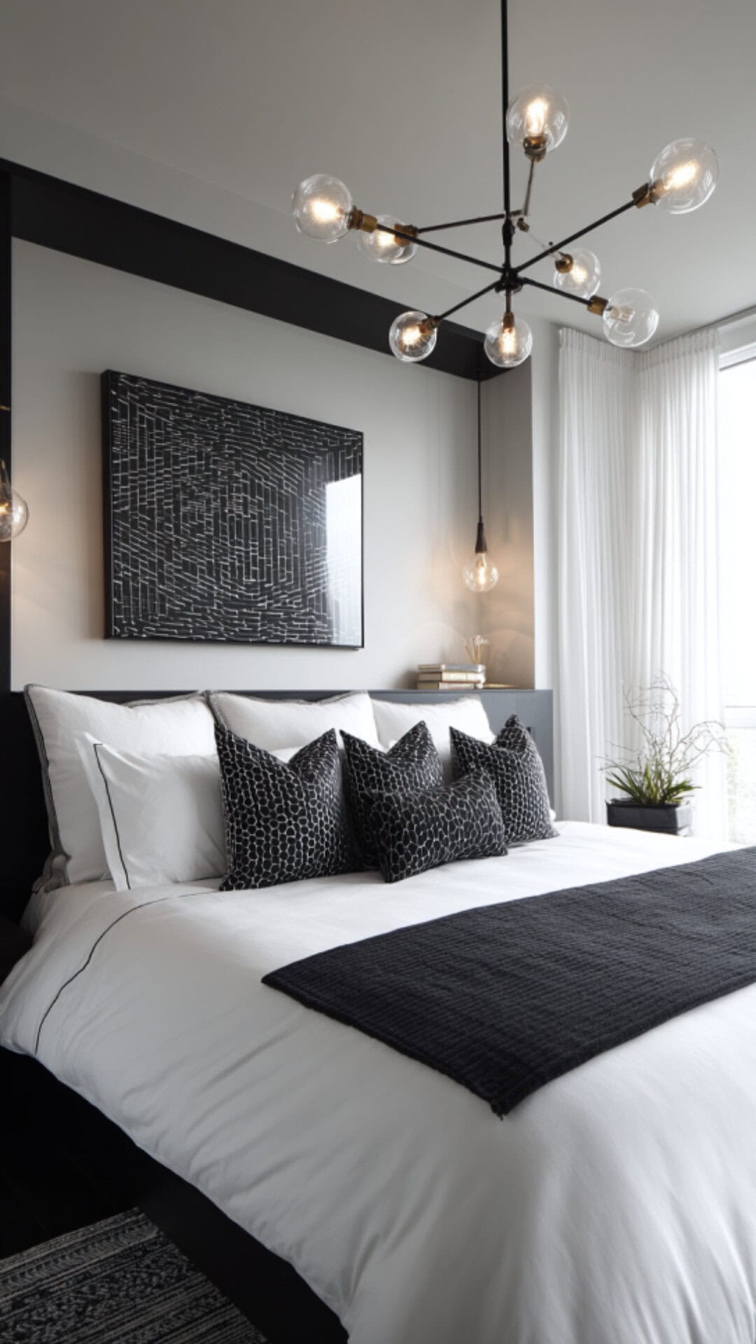 10. Modern Black and White Bedroom with Bold Style