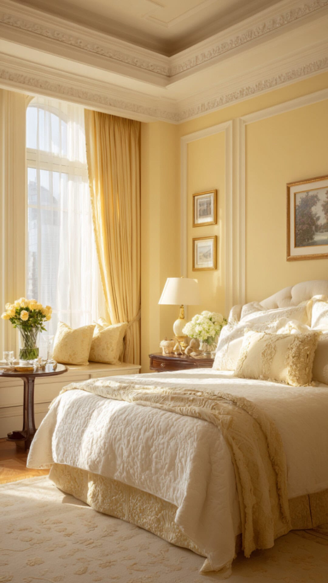 10. Butter Yellow Bedroom with Warm Elegance