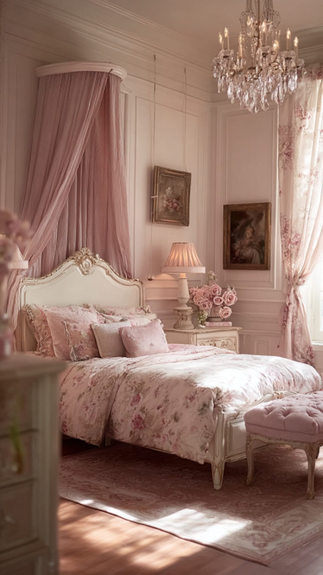 10. Pink French Bedroom with Romantic Softness