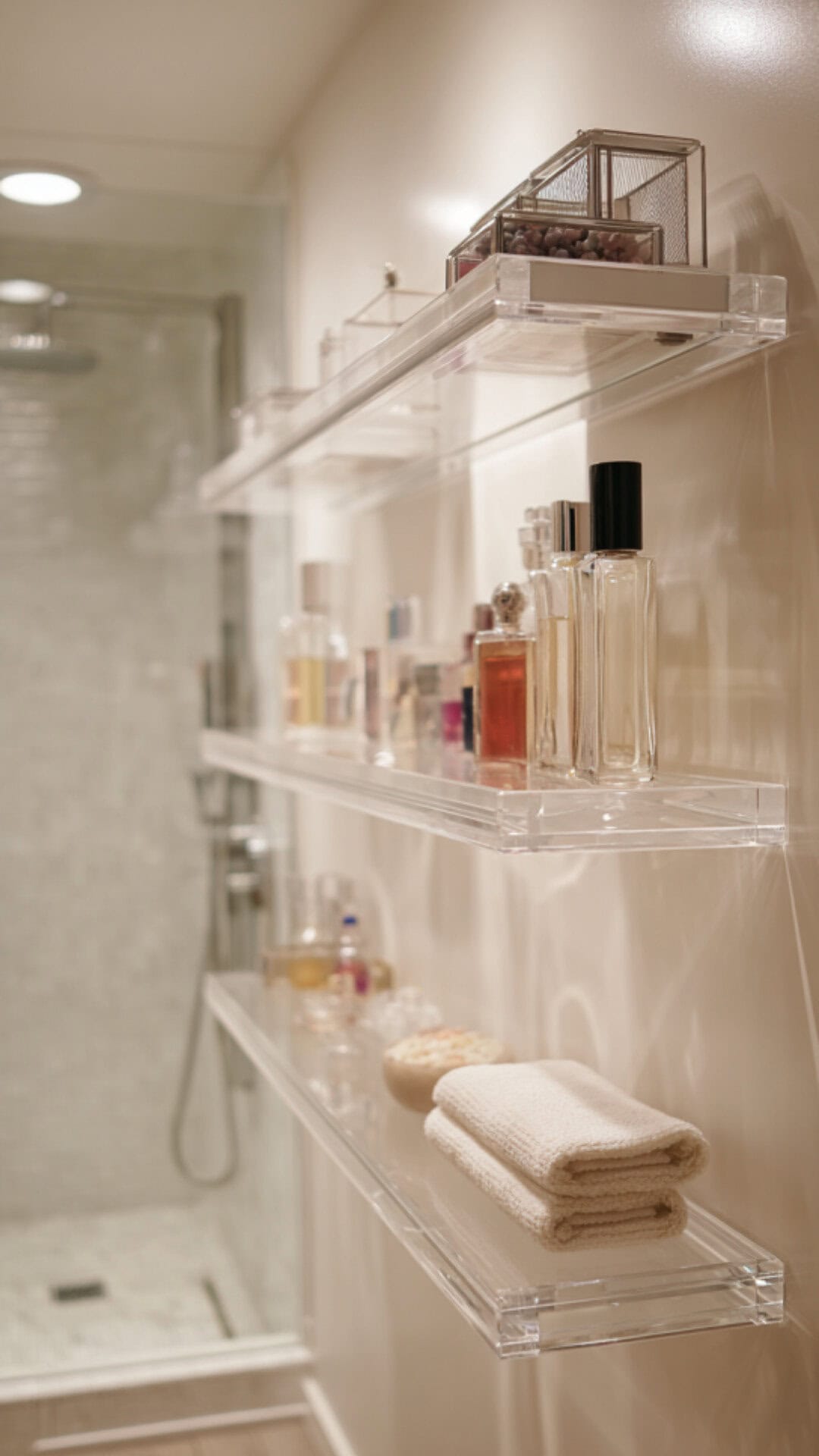 10. Acrylic Floating Shelves with a Modern Edge