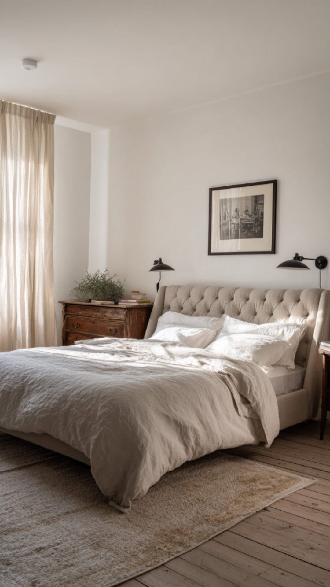 10. Minimalist Vintage Bedroom with Simple Charm