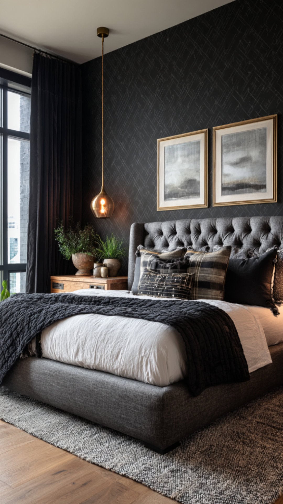 10. Black Wallpaper for Bedroom with Bold Drama