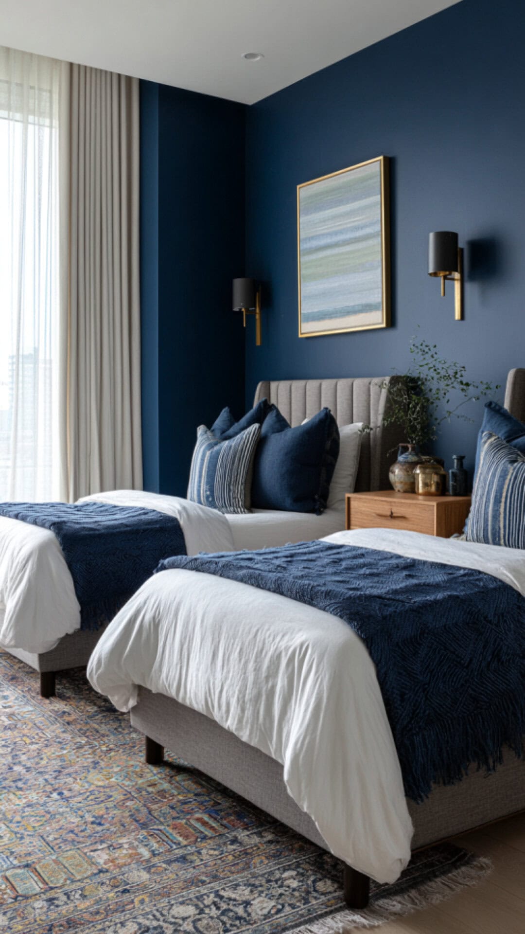 10. Blue Twin Bedroom with Calm Style