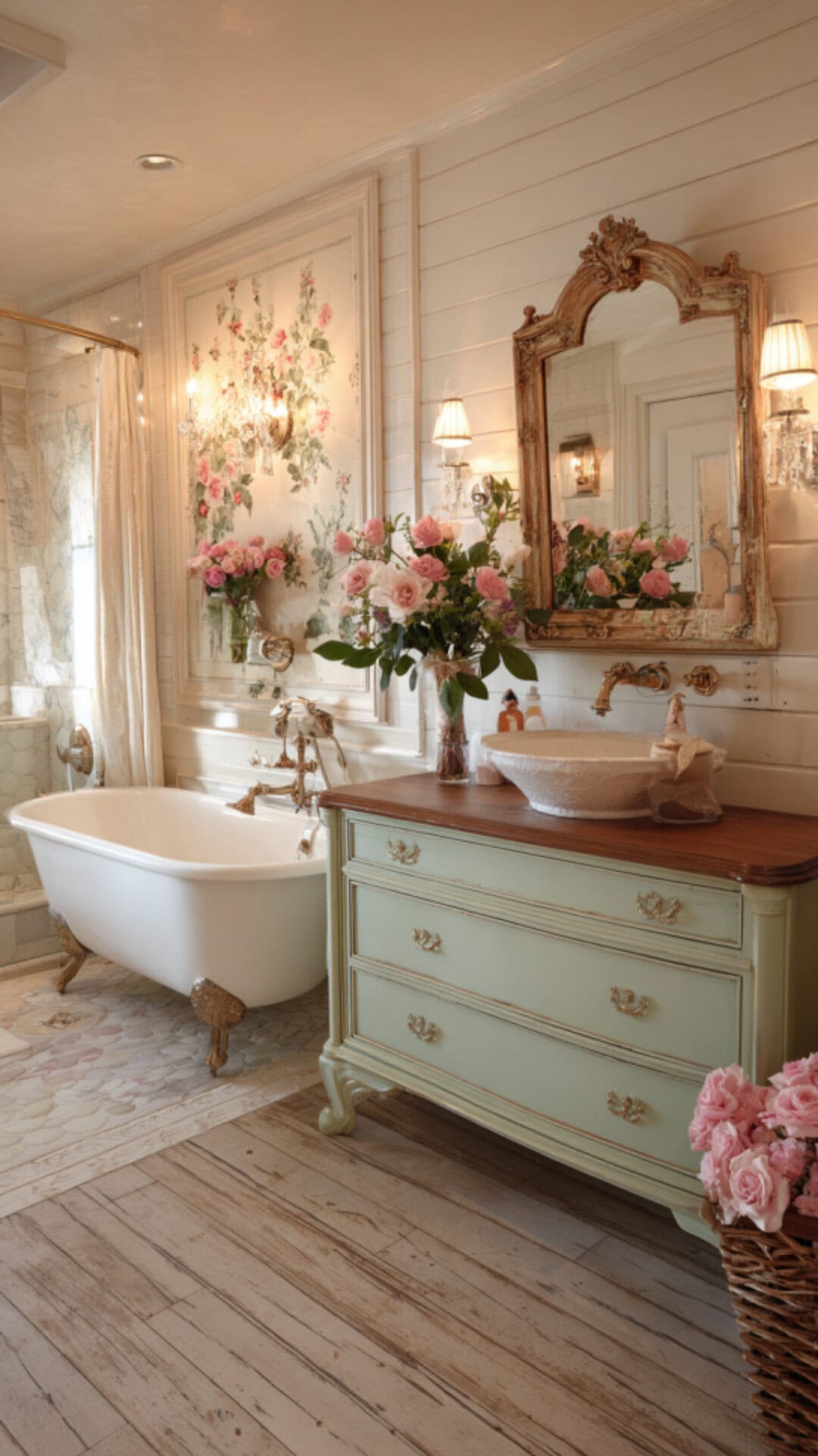 10. French Cottage Bathroom with Cozy Character