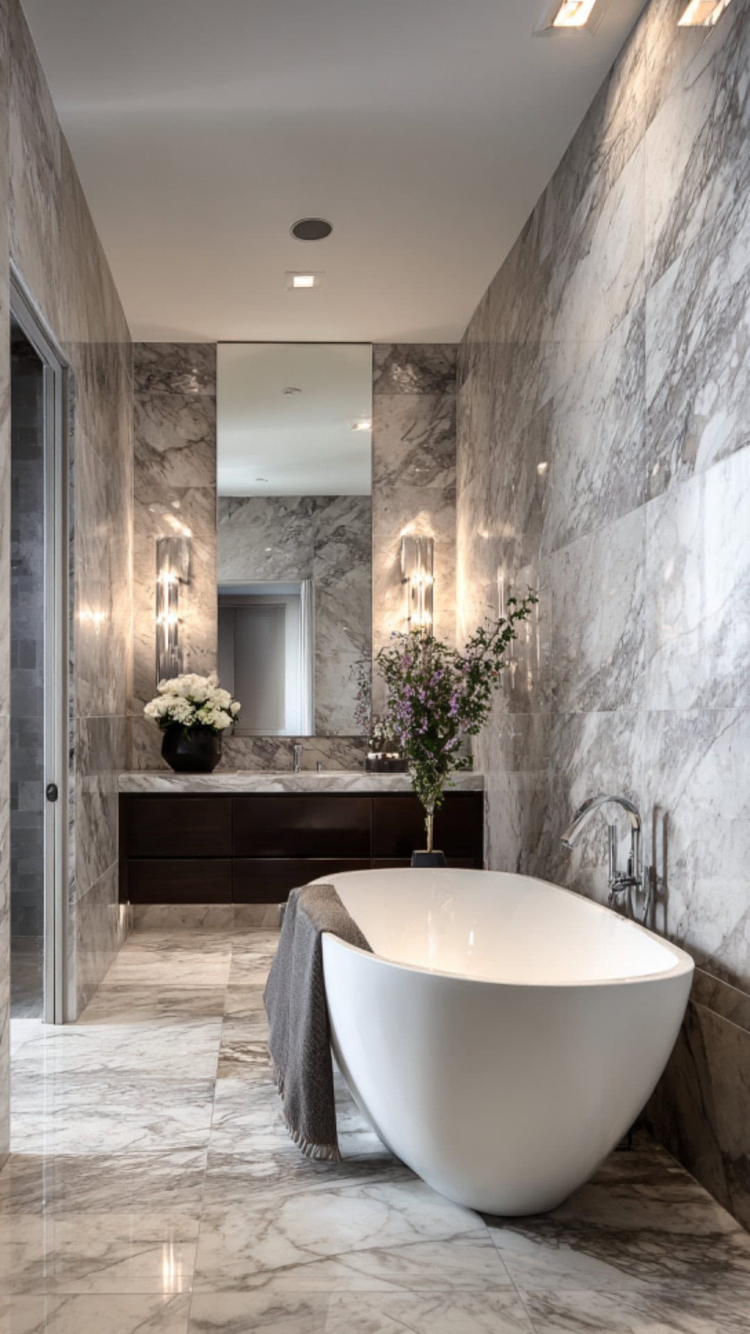 11. Marble Contemporary Bathroom with Luxurious Appeal