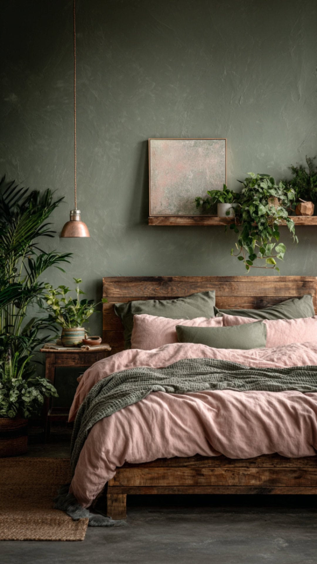11. Sage Green and Pink Bedroom with Earthy Calm