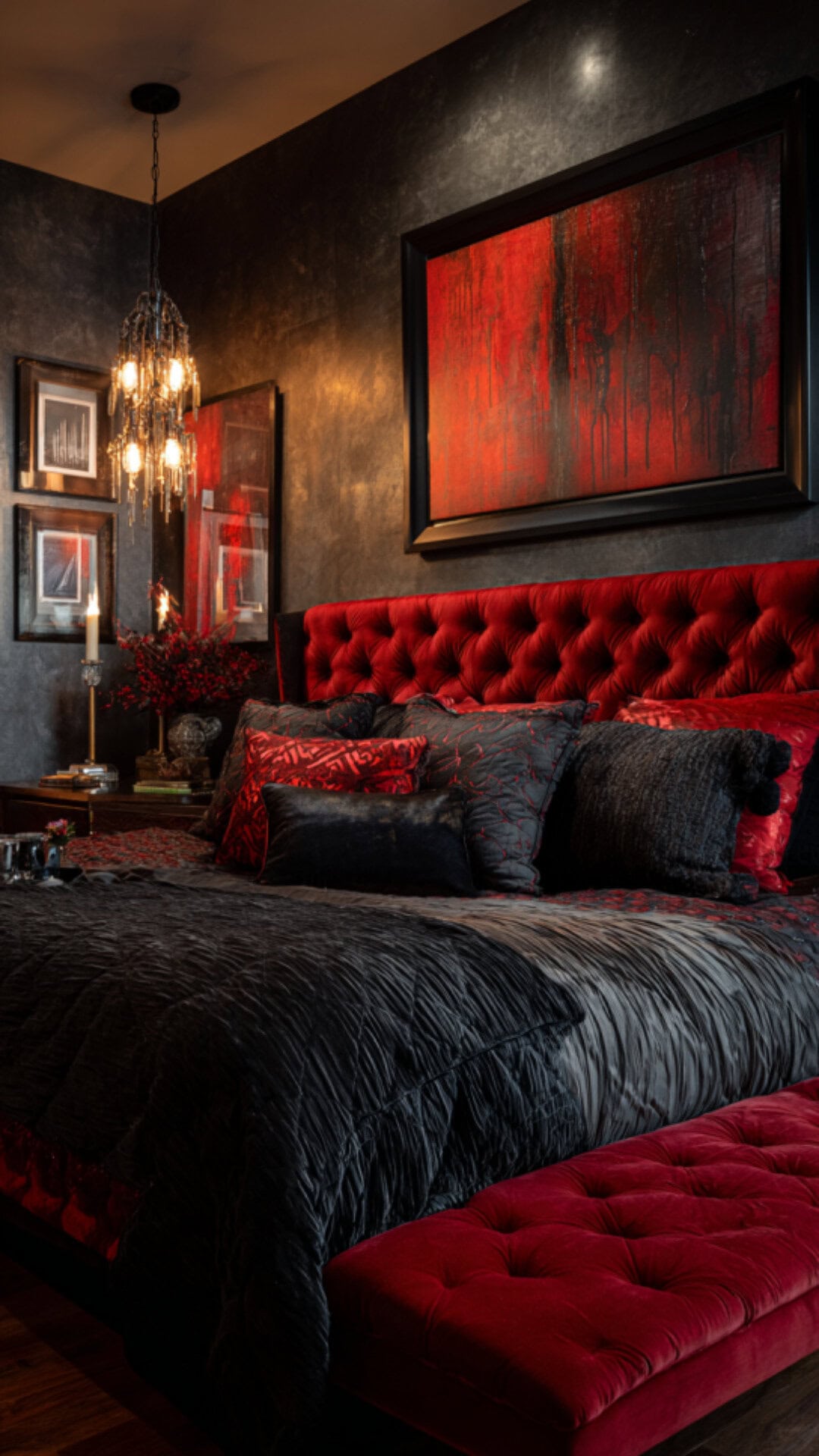 11. Black and Red Bedroom with Dramatic Passion