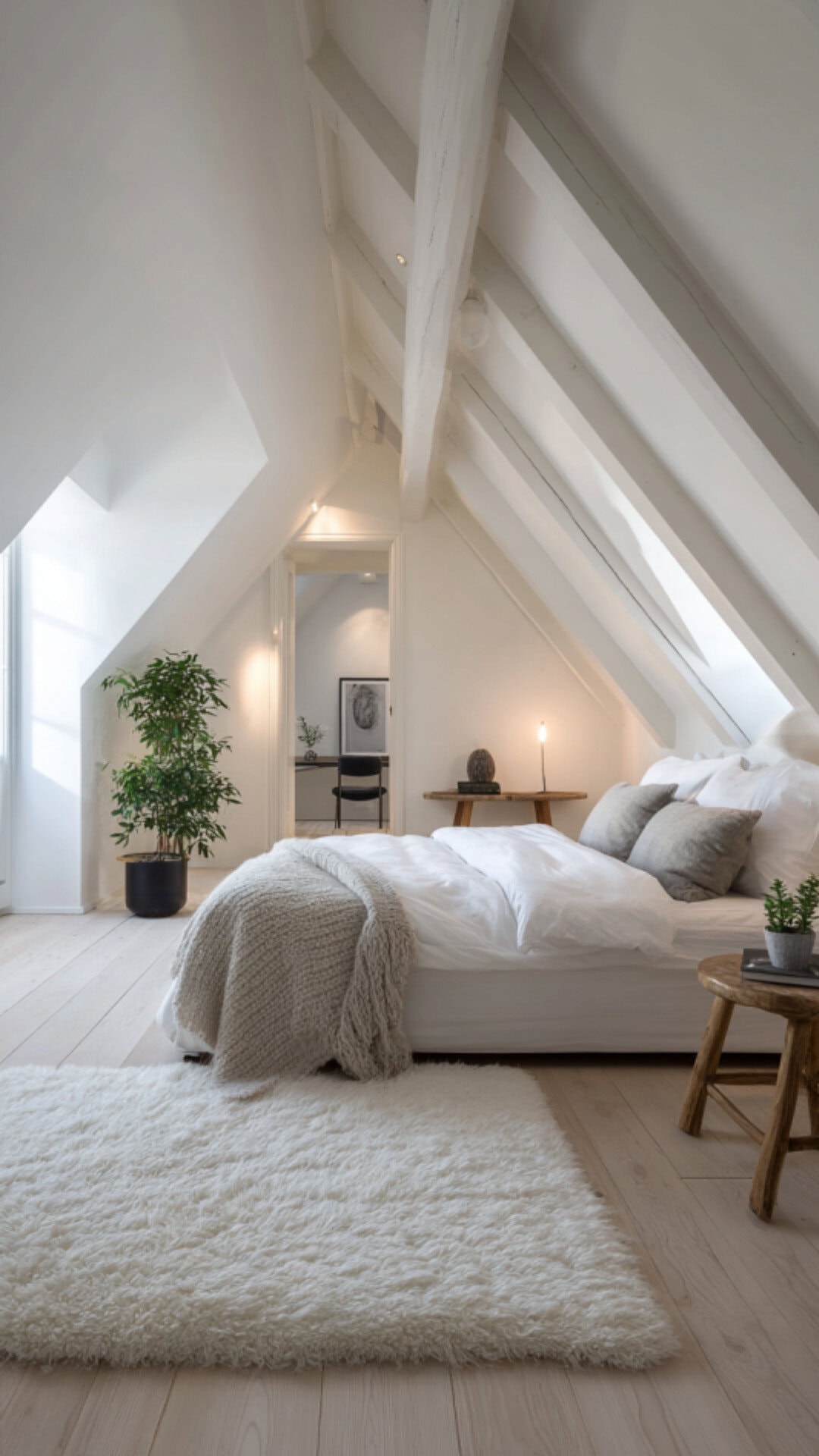 11. White Attic Bedroom with Bright Airiness