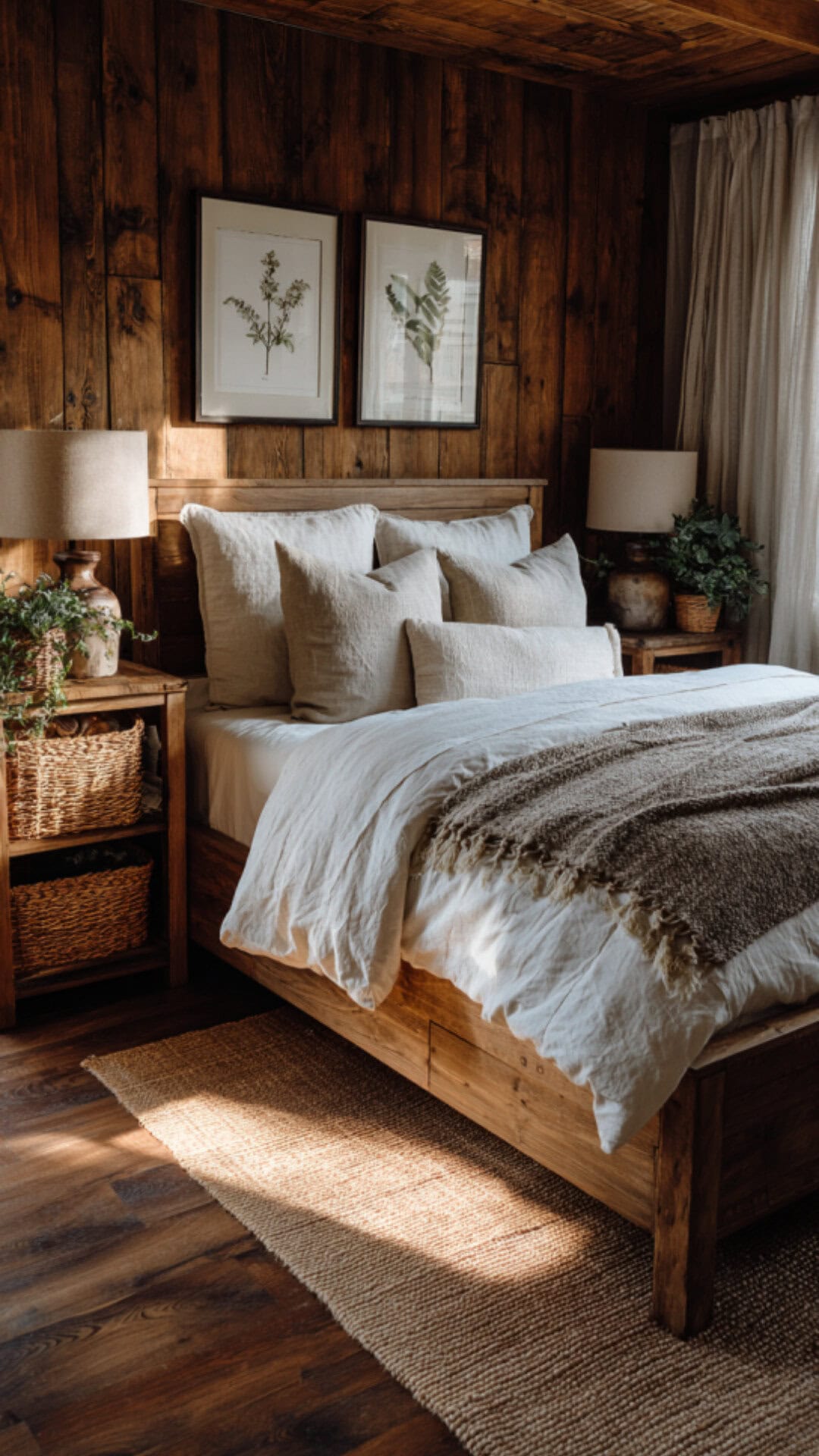 11. Brown and Wood Bedroom with Rustic Comfort