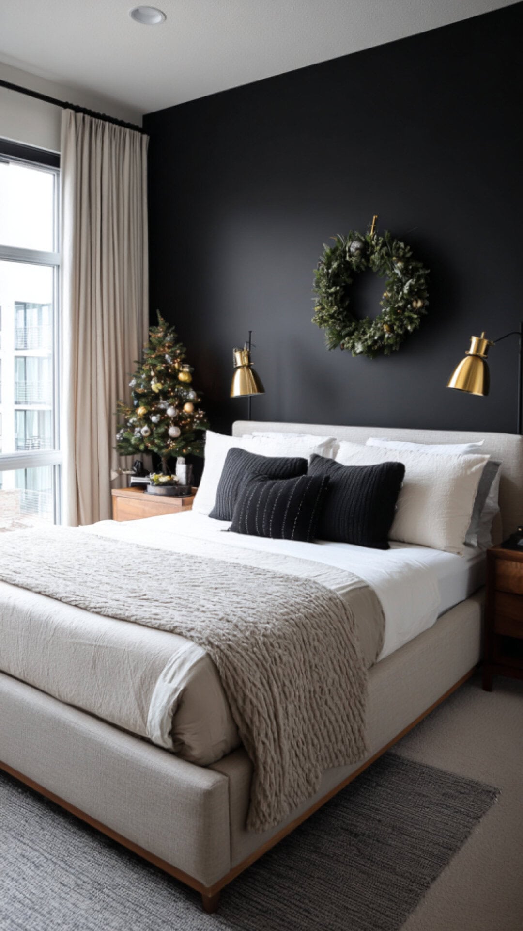 11. Modern Christmas Decor for the Bedroom