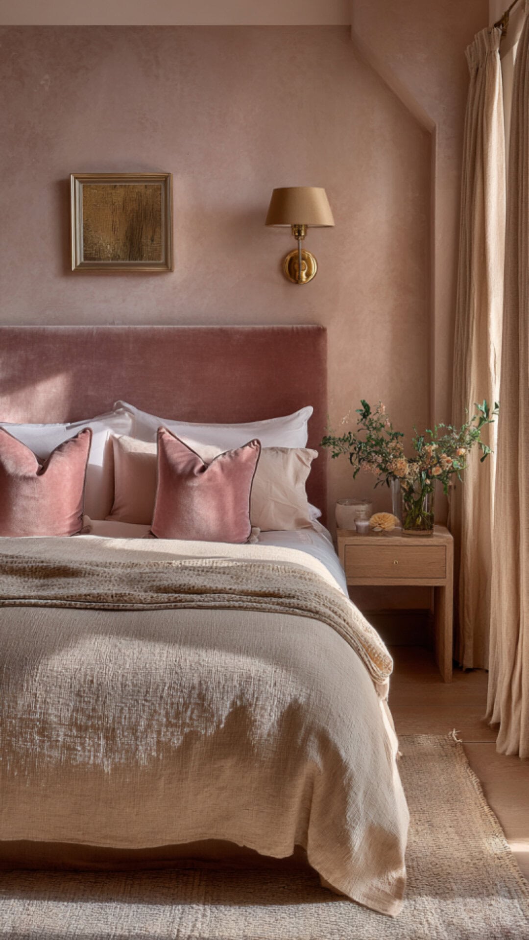 11. Aesthetic Pink Warm Bedroom with Soft Elegance