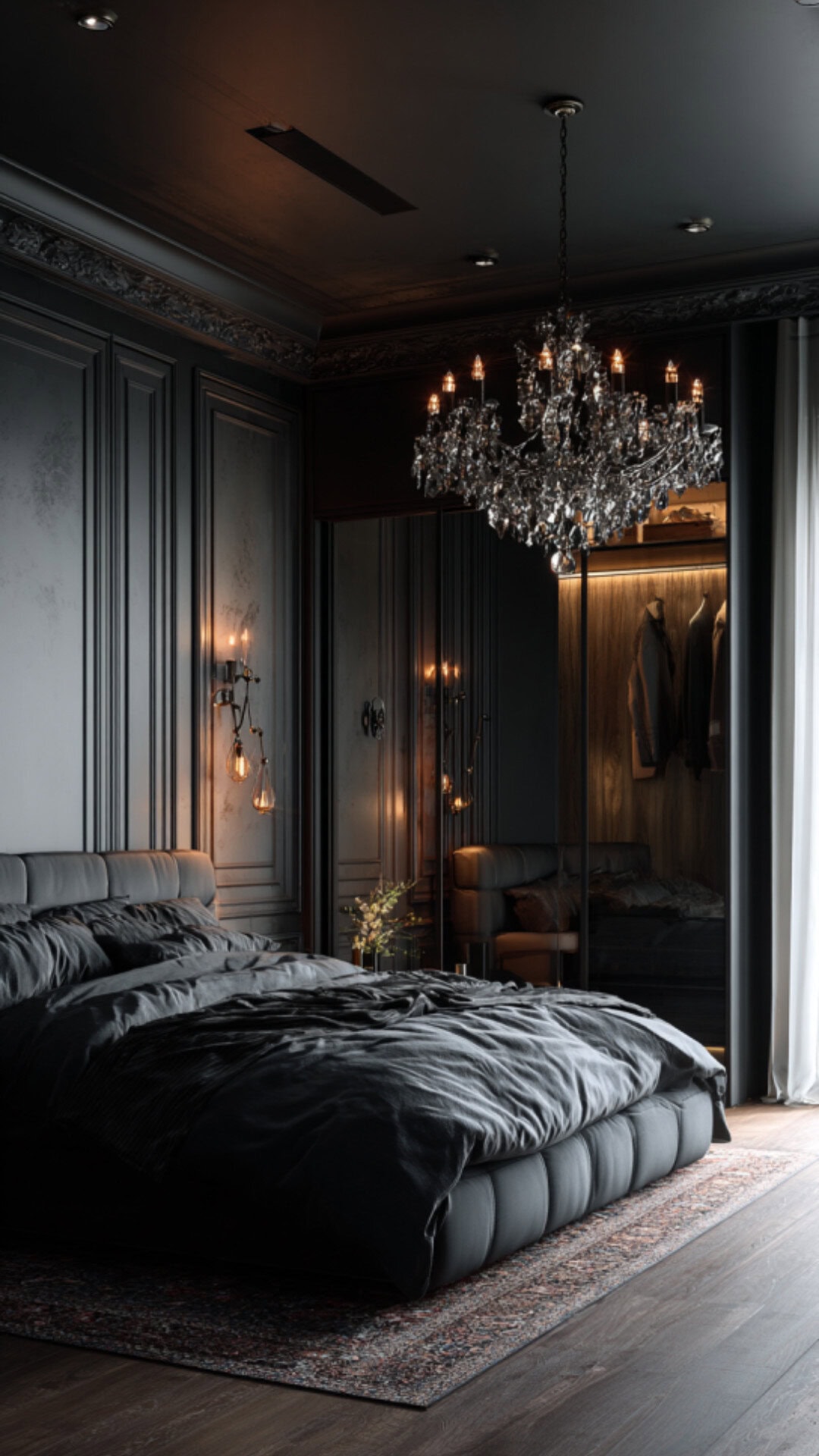 11. Black Moody Bedroom with Bold Sophistication