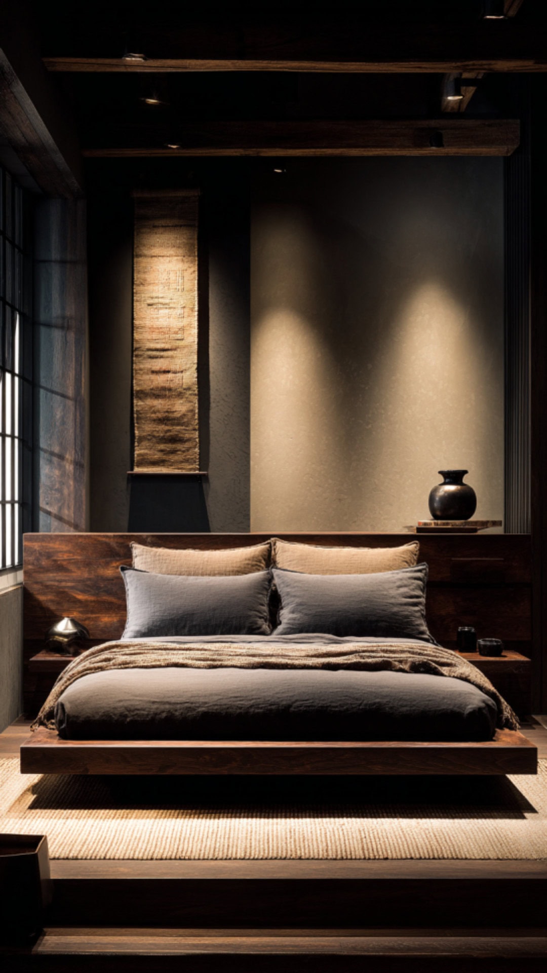 12. Japandi Bedroom for Men with Refined Simplicity