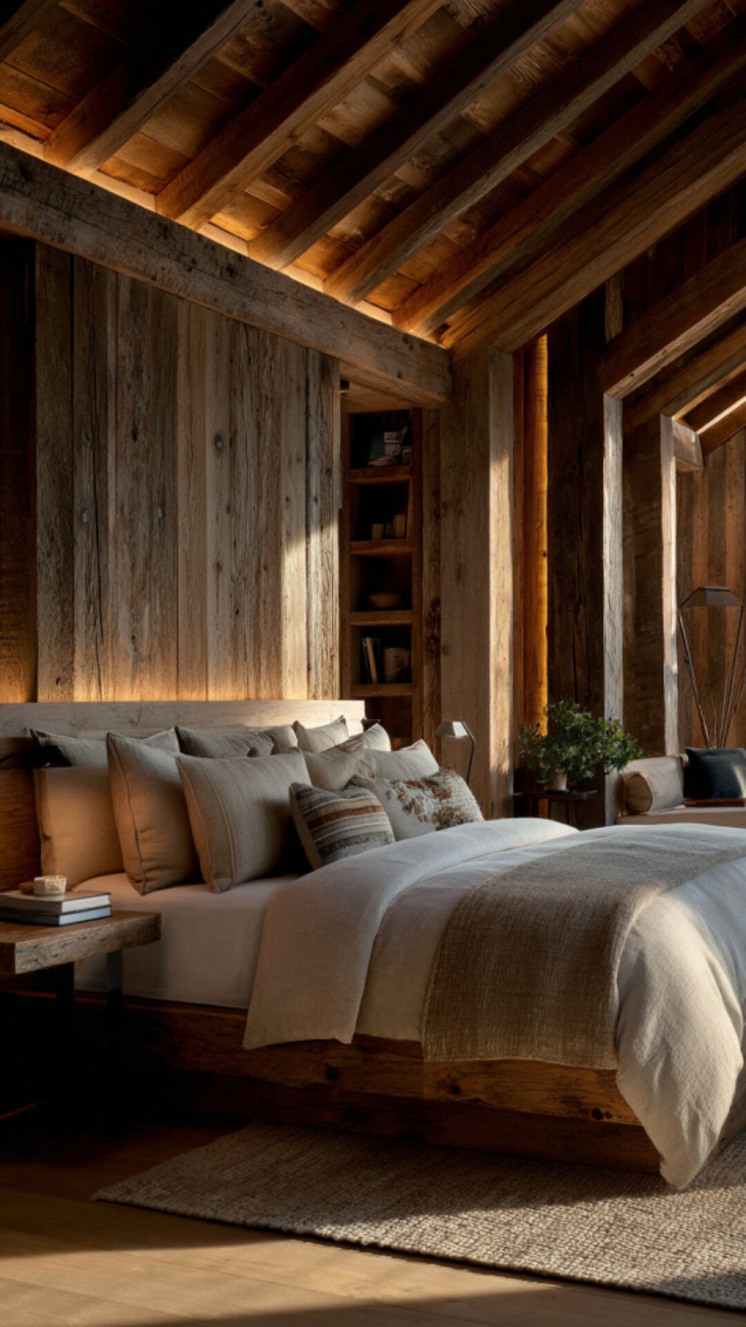 12. Wood Warm Bedroom with Natural Texture