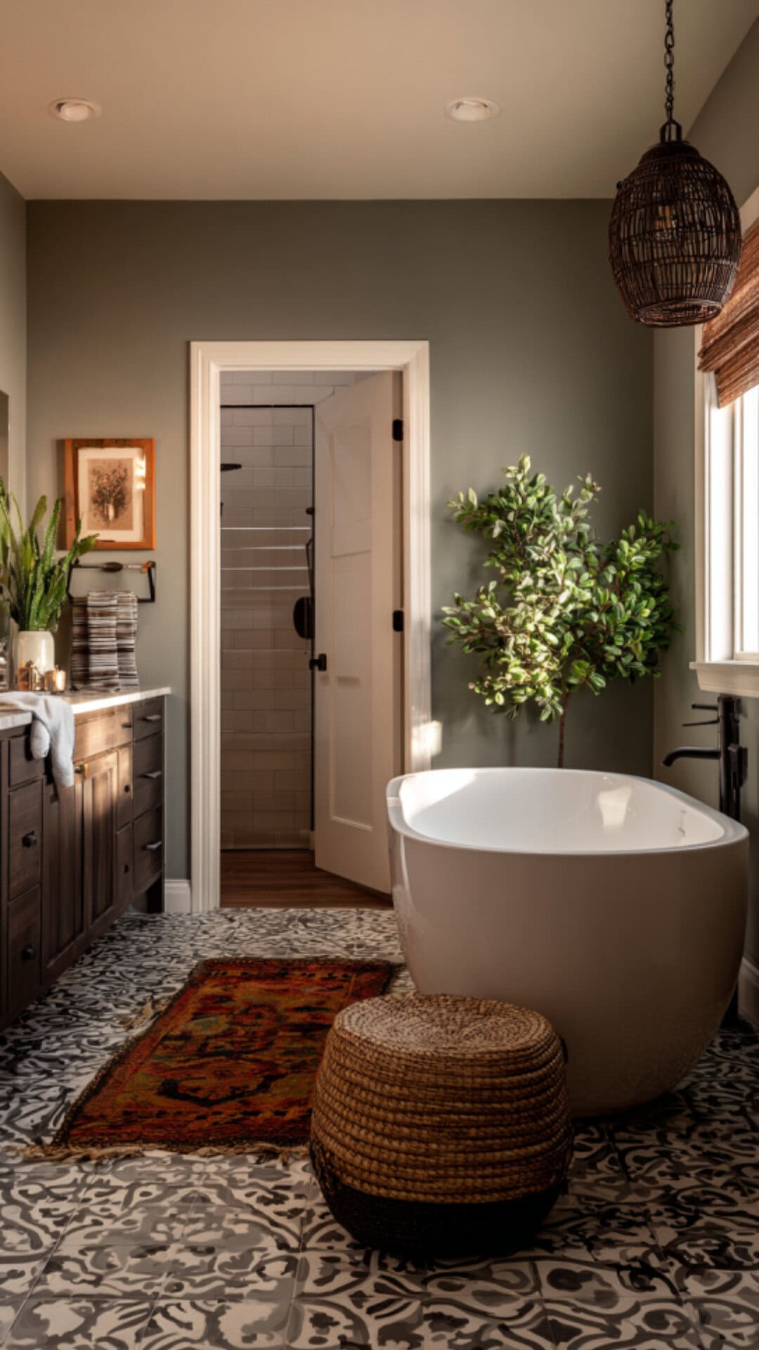 12. Boho Bathroom Paint with Eclectic Flair