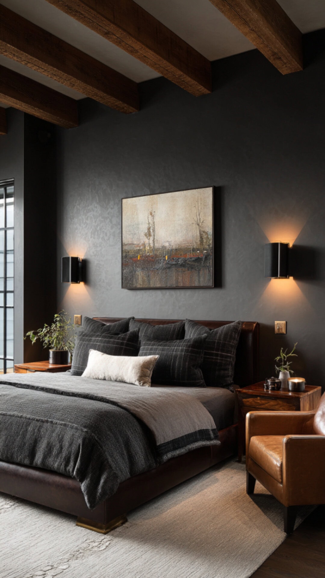 12. Masculine Simple Bedroom with Strong Presence