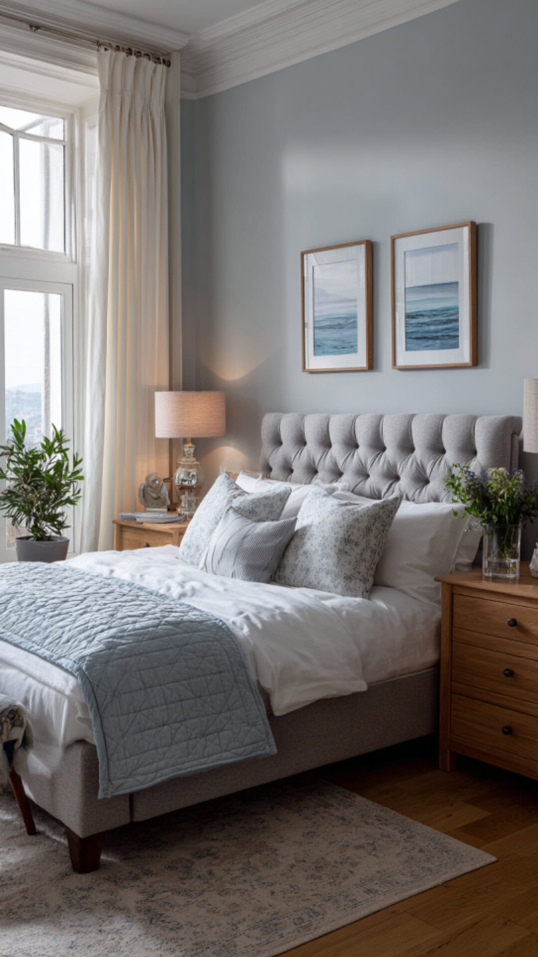 12. Light Blue Primary Bedroom with Calming Comfort